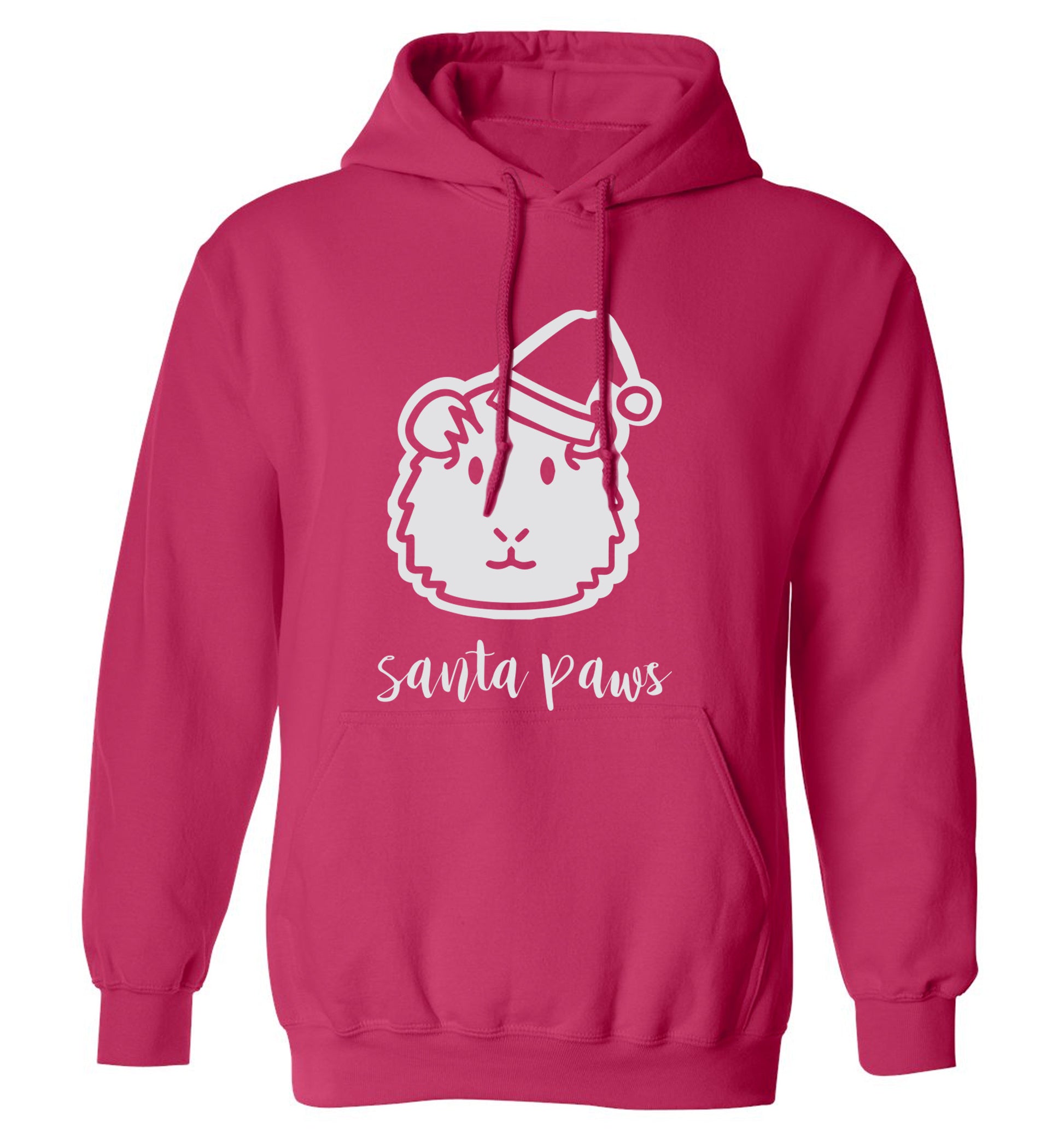 Guinea pig Santa Paws adults unisex pink hoodie 2XL