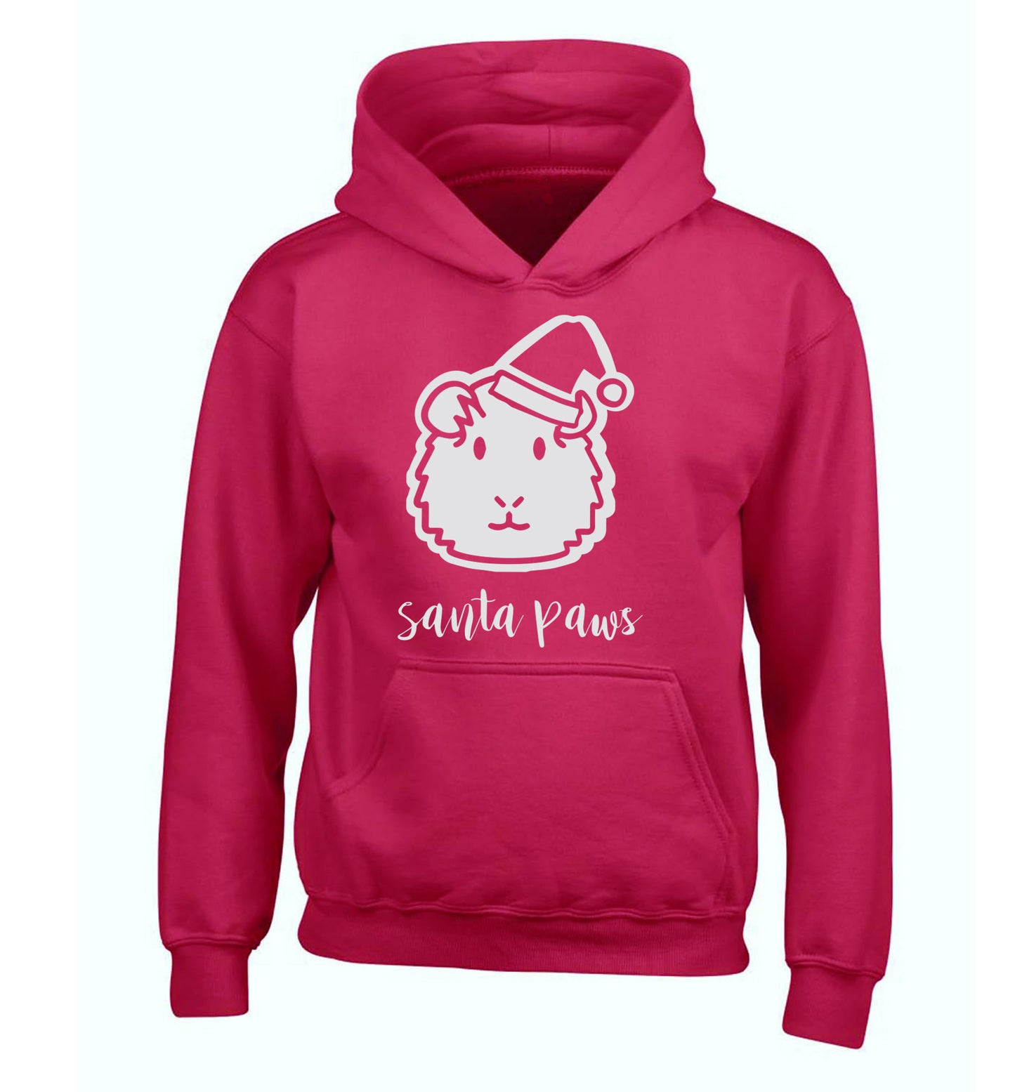 Guinea pig Santa Paws children's pink hoodie 12-14 Years