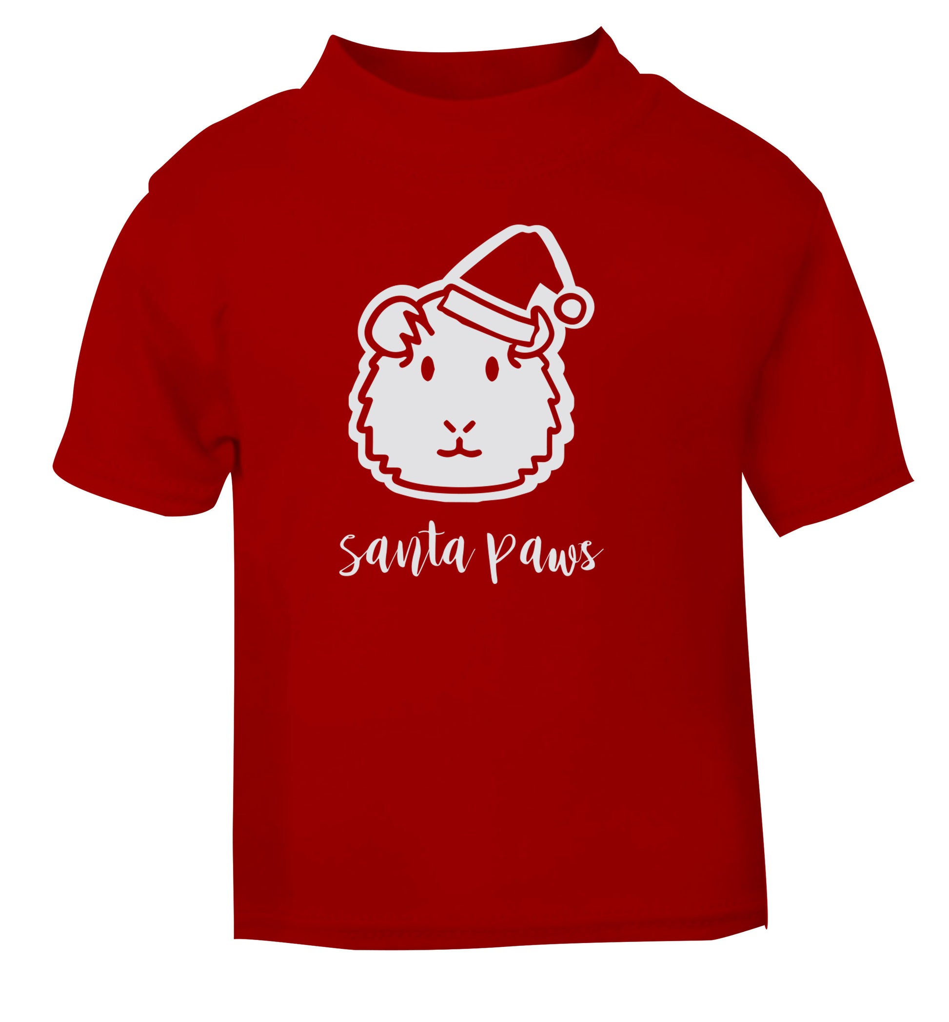 Guinea pig Santa Paws red Baby Toddler Tshirt 2 Years