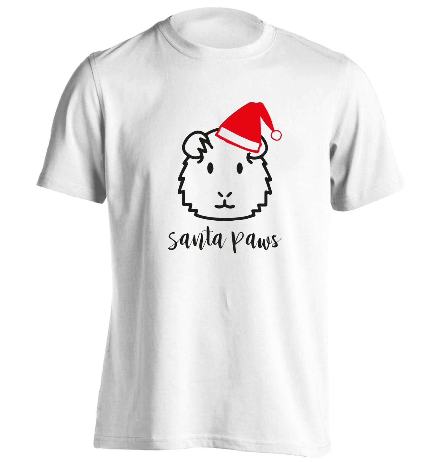 Guinea pig Santa Paws adults unisex white Tshirt 2XL