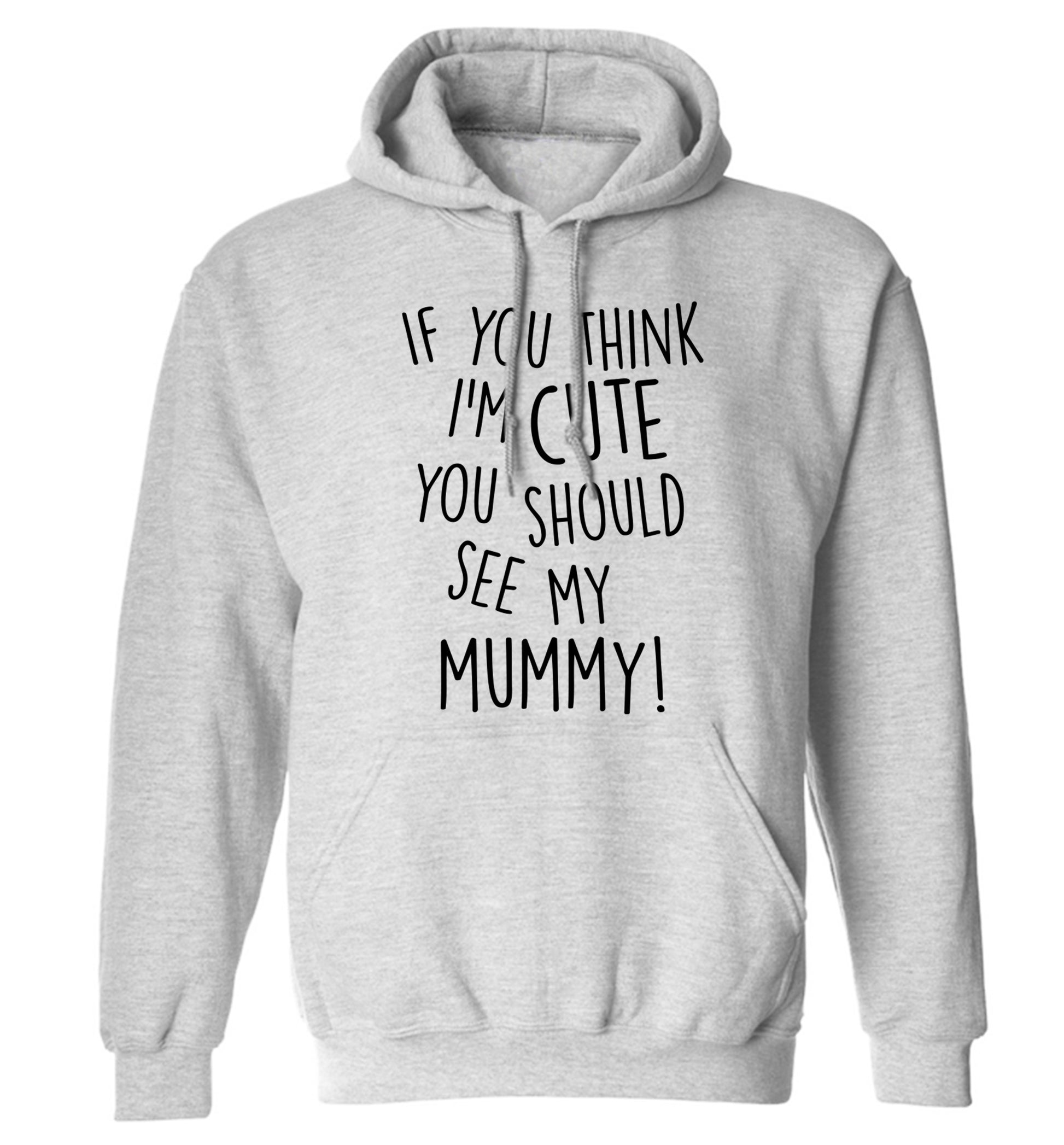 If you think I'm cute you should see my mummy adults unisex grey hoodie 2XL