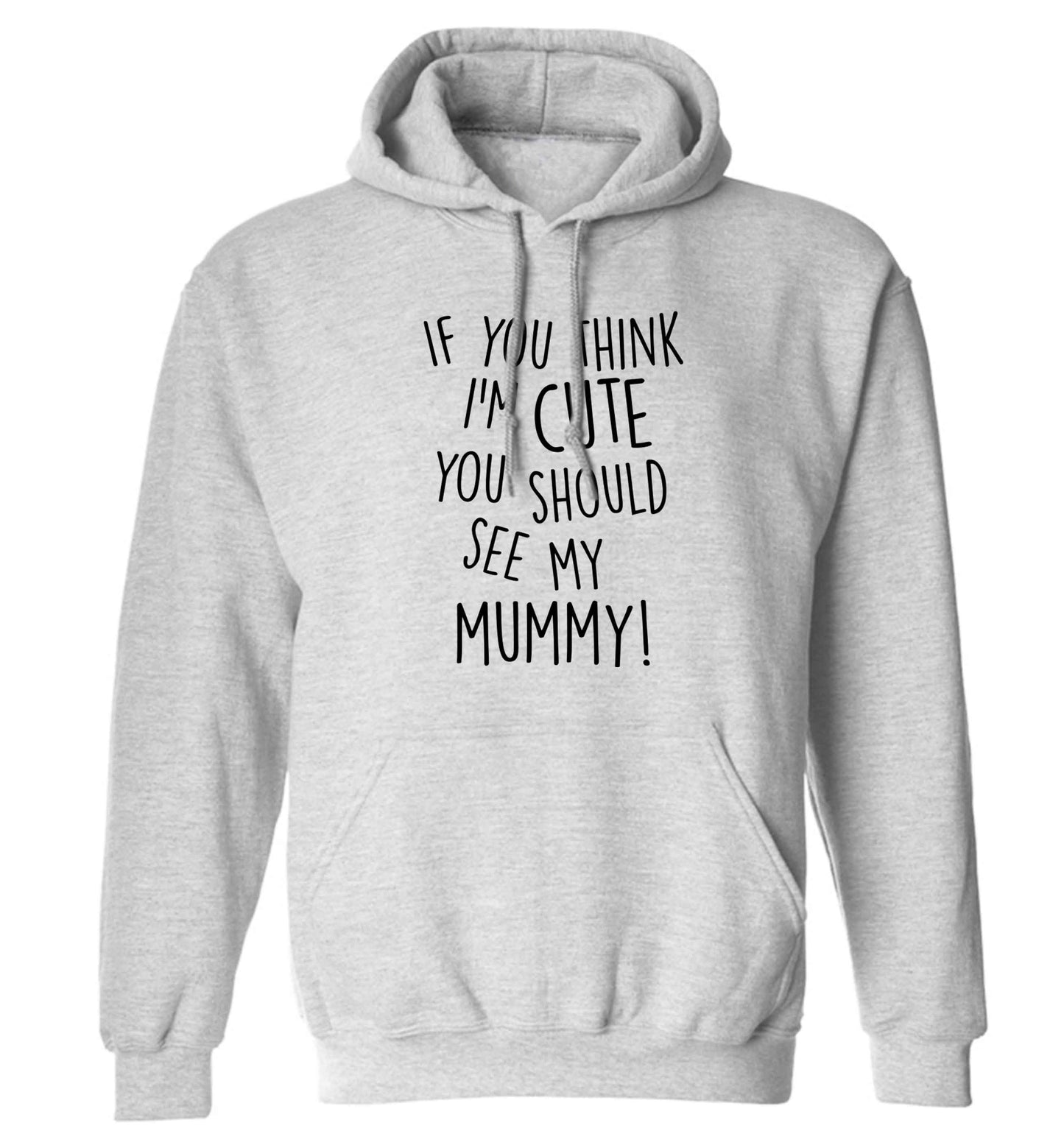 If you think I'm cute you should see my mummy adults unisex grey hoodie 2XL