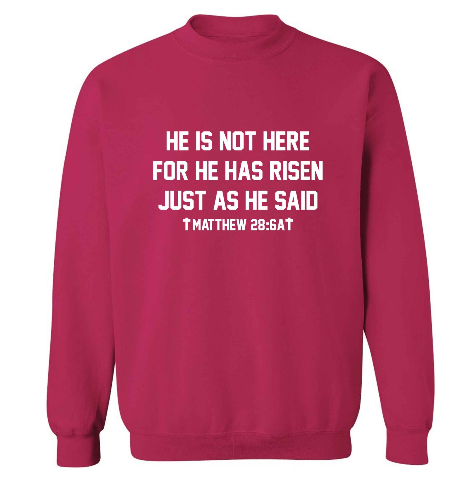 He is not here for he has risen just as he said matthew 28:6A adult's unisex pink sweater 2XL