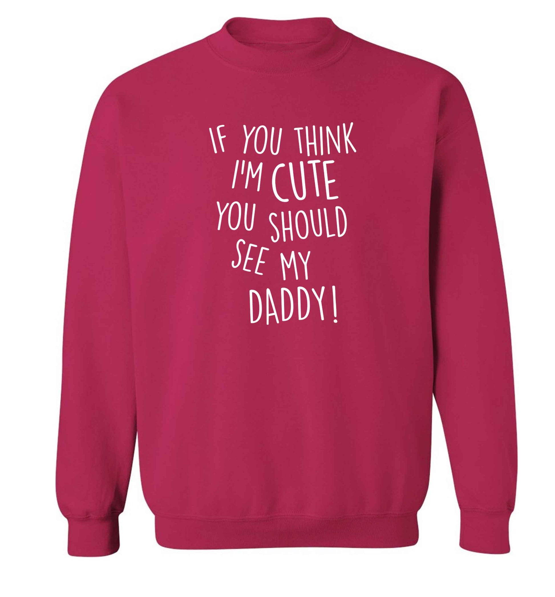 If you think I'm cute you should see my daddy adult's unisex pink sweater 2XL