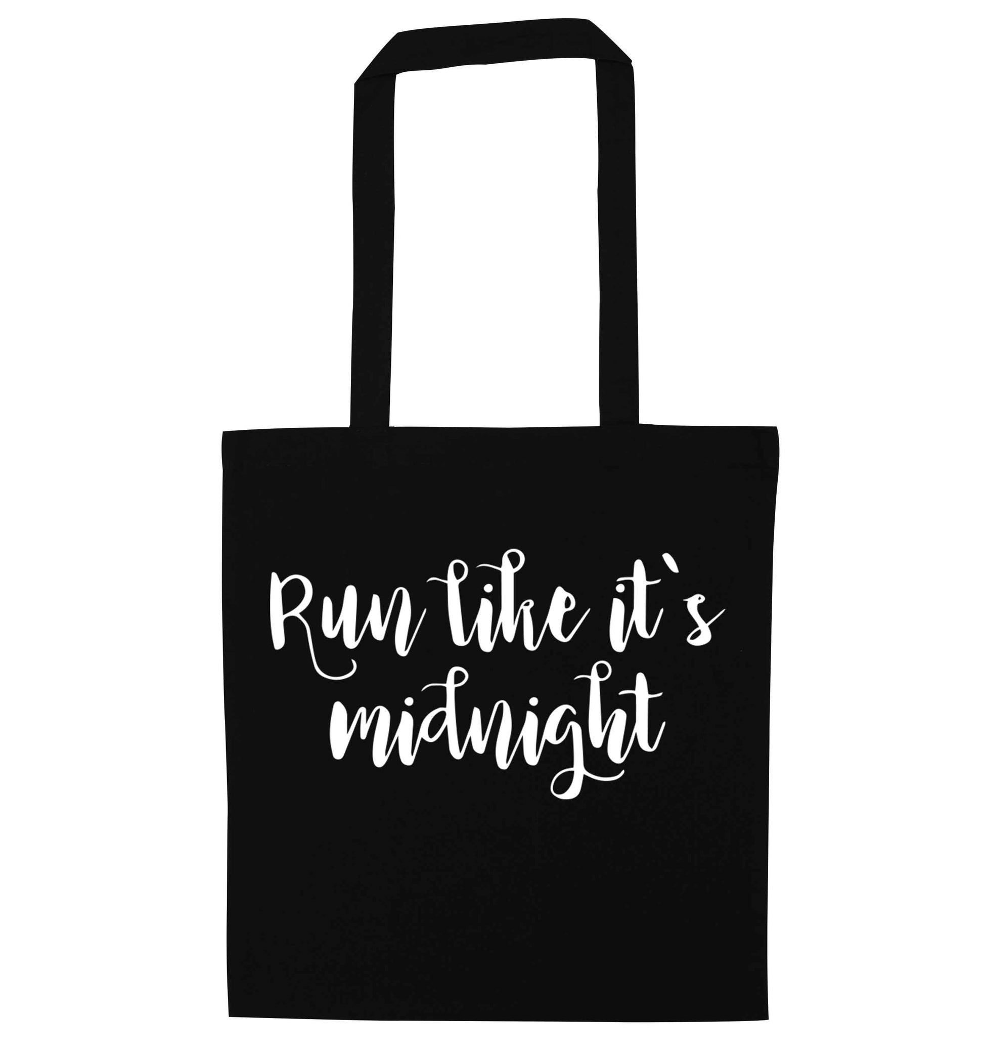 Run like it's midnight black tote bag