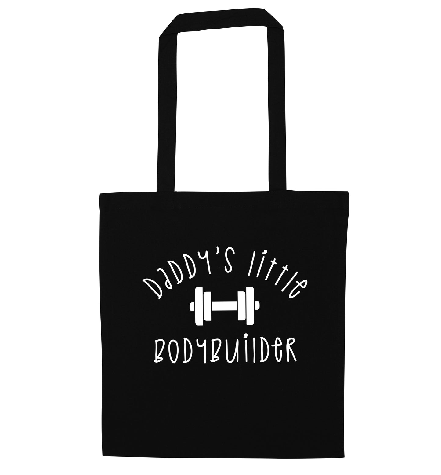 Daddy's little bodybuilder black tote bag