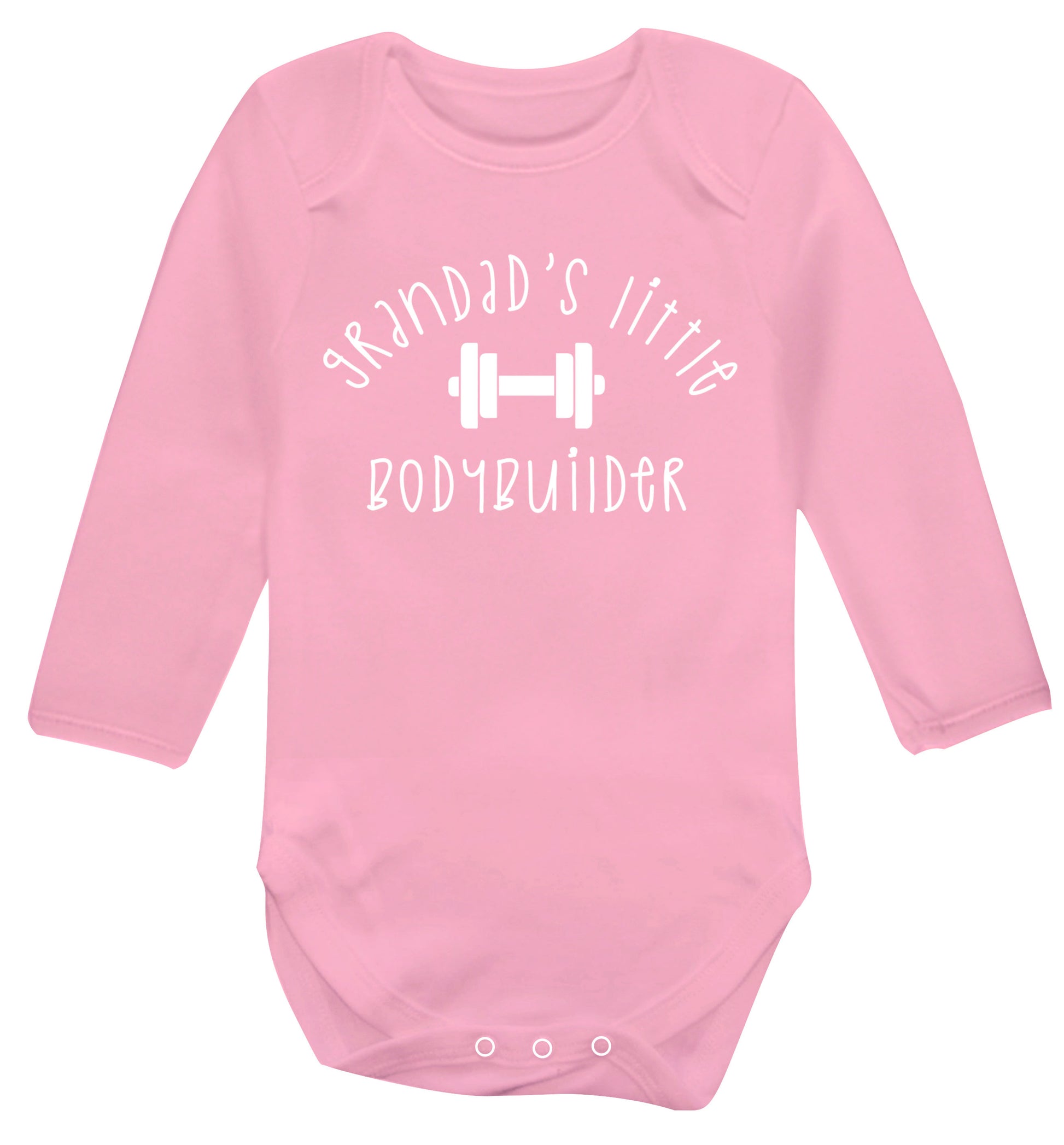 Grandad's little bodybuilder Baby Vest long sleeved pale pink 6-12 months