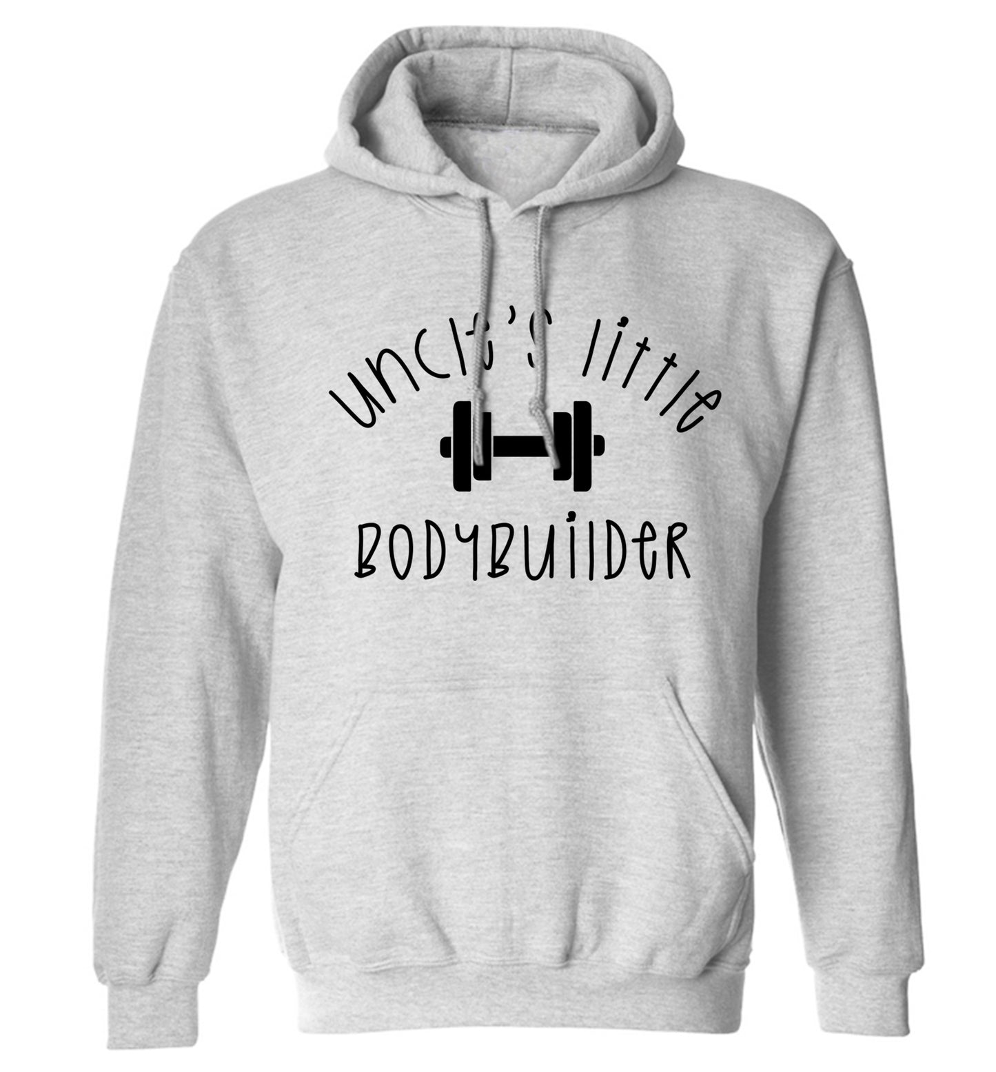 Uncle's little bodybuilder adults unisex grey hoodie 2XL