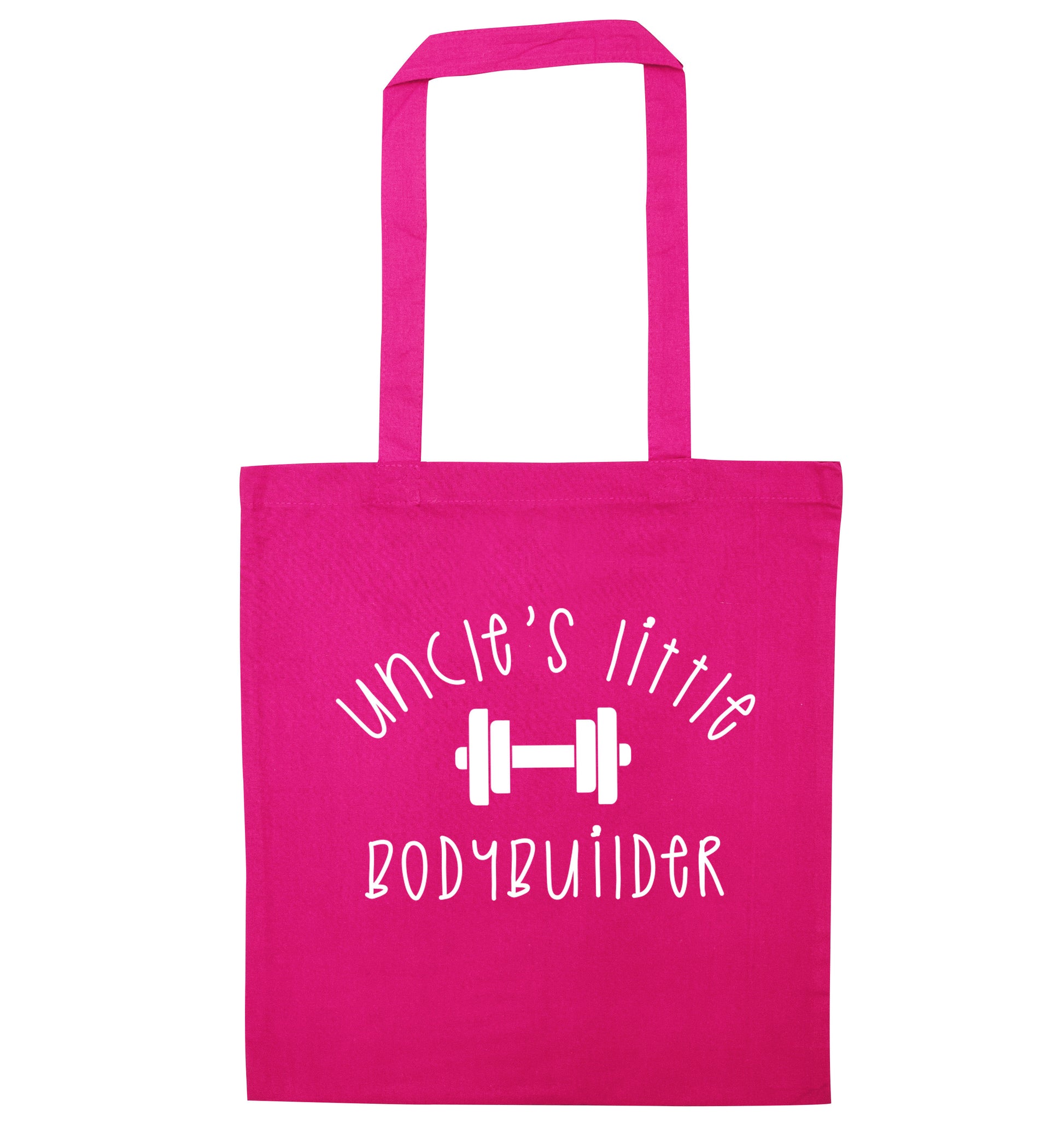 Uncle's little bodybuilder pink tote bag