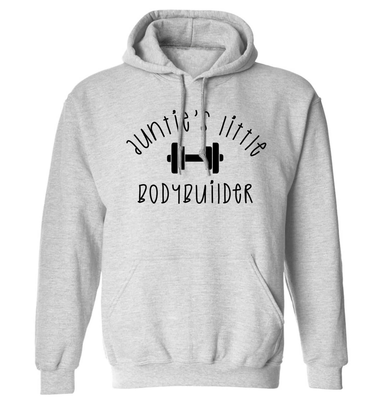 Auntie's little bodybuilder adults unisex grey hoodie 2XL