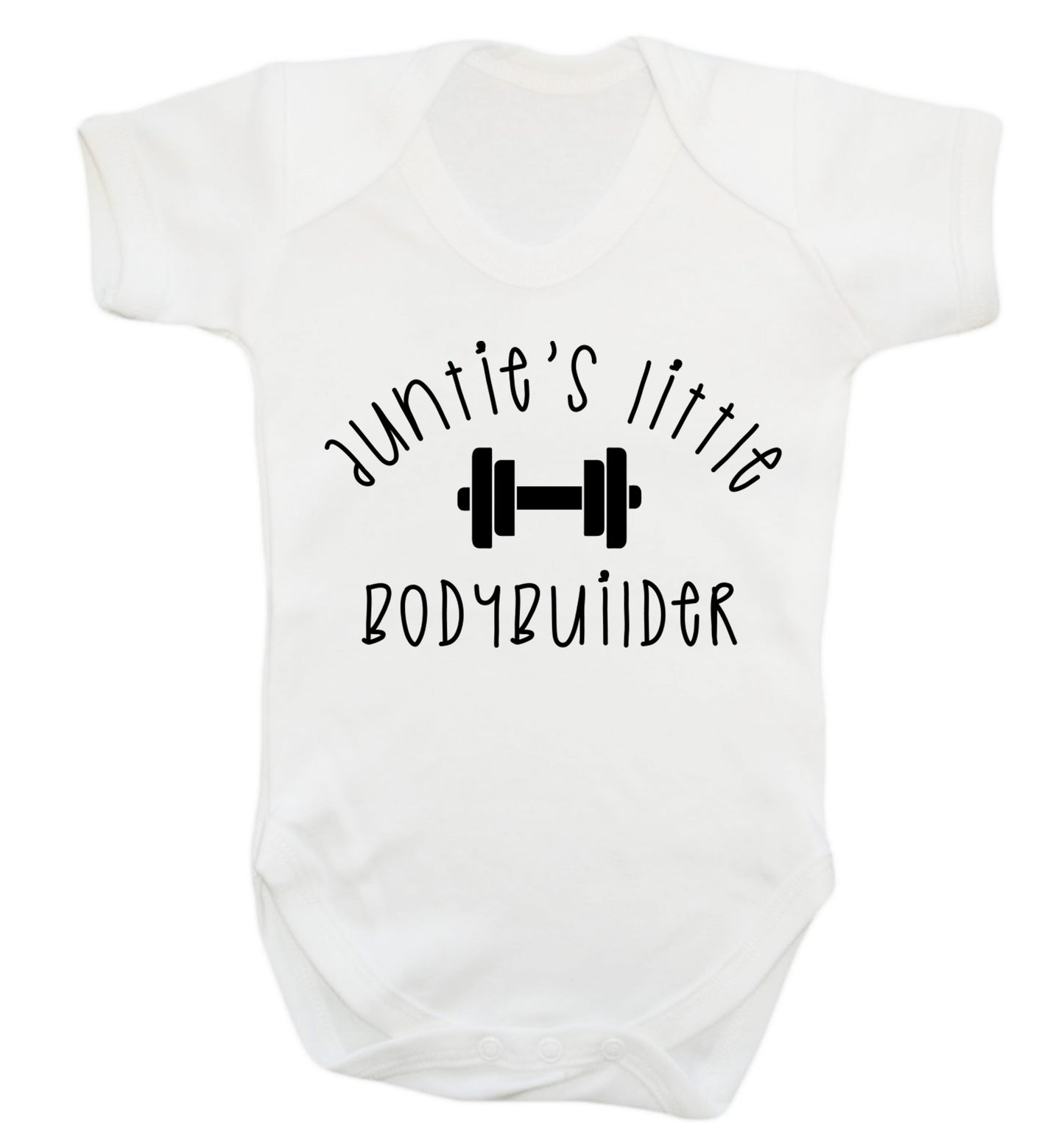 Auntie's little bodybuilder Baby Vest white 18-24 months