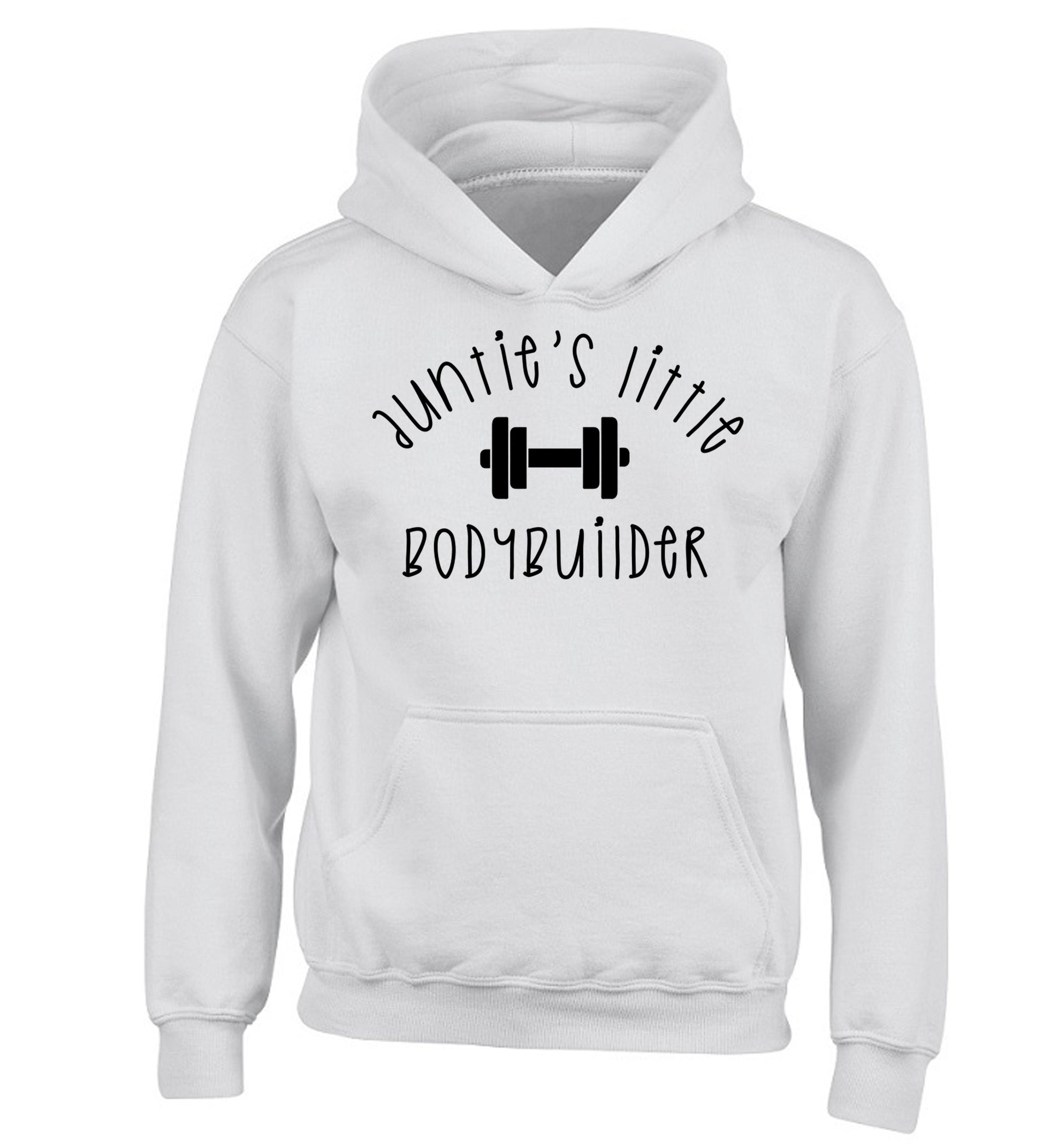 Auntie's little bodybuilder children's white hoodie 12-14 Years