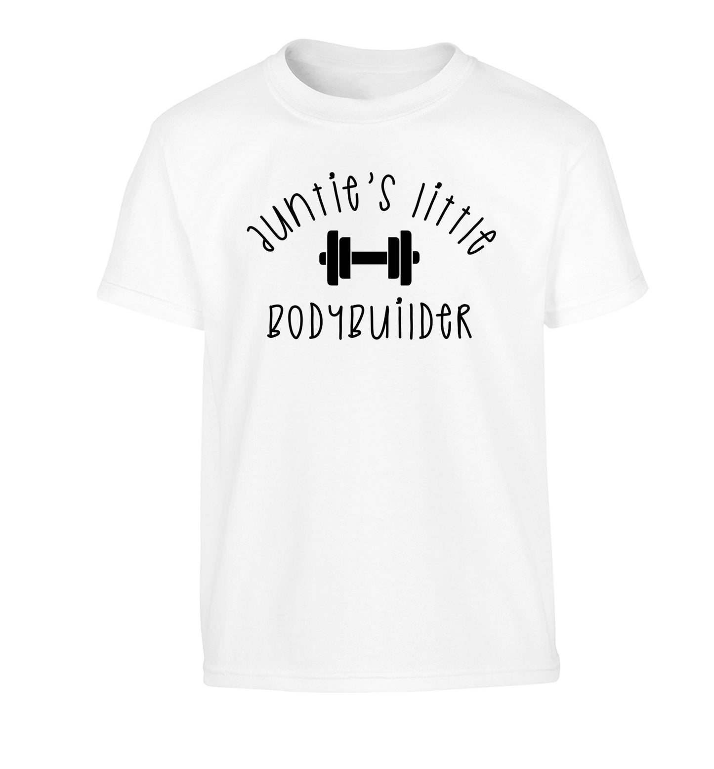 Auntie's little bodybuilder Children's white Tshirt 12-14 Years