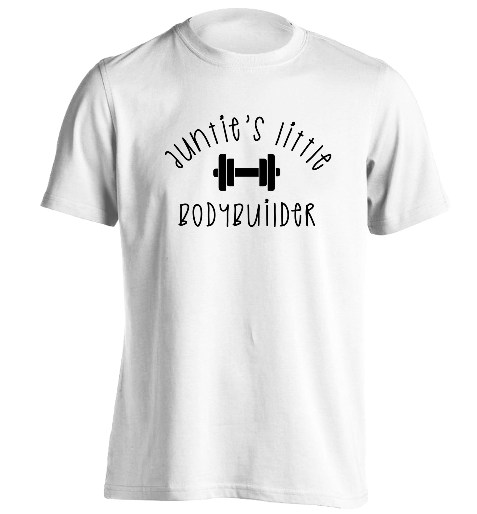Auntie's little bodybuilder adults unisex white Tshirt 2XL