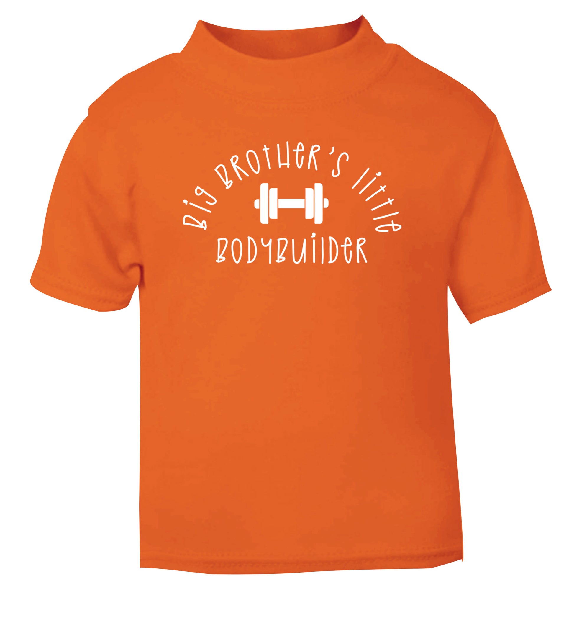 Big brother's little bodybuilder orange Baby Toddler Tshirt 2 Years