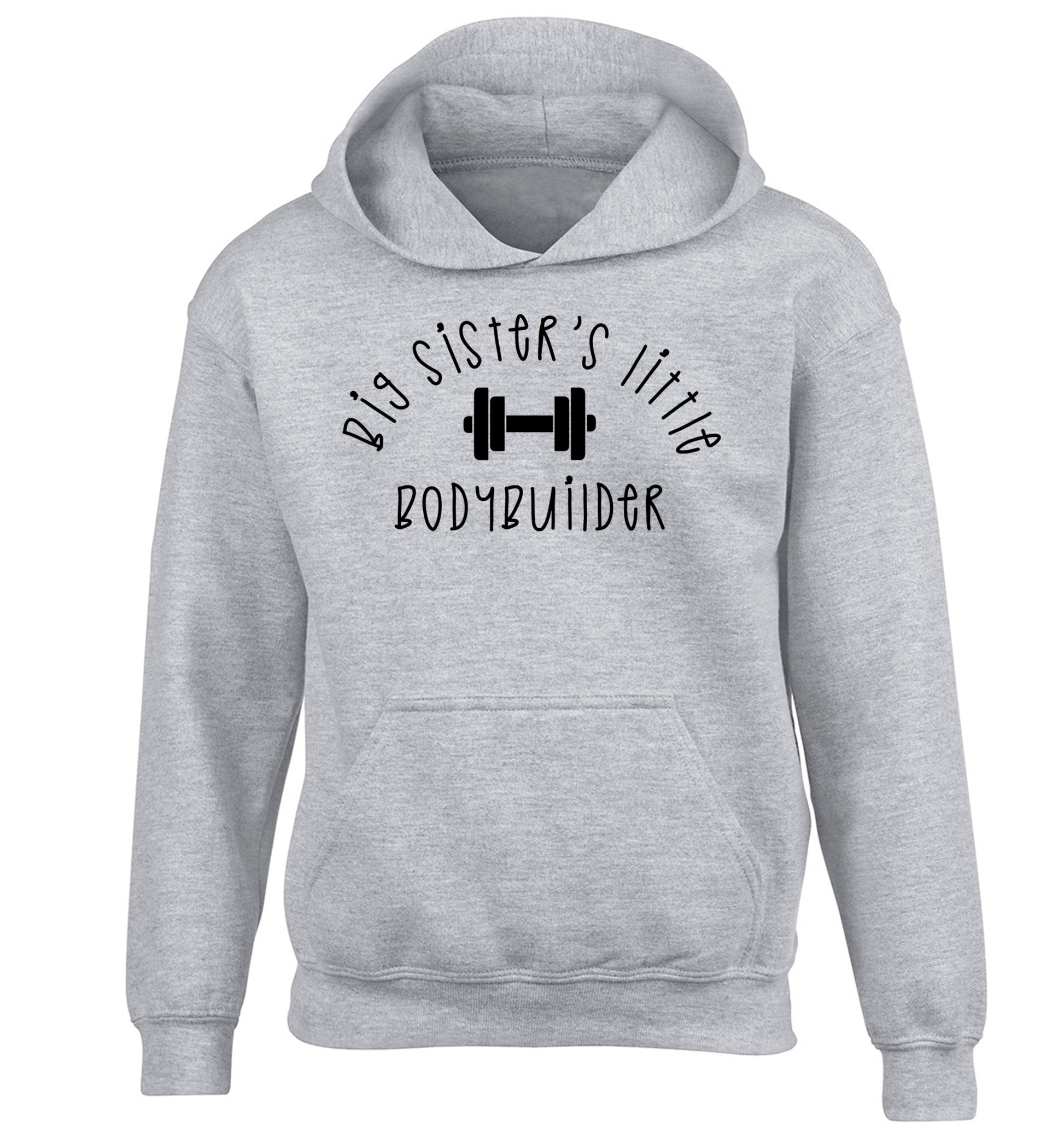Big sister's little bodybuilder children's grey hoodie 12-14 Years