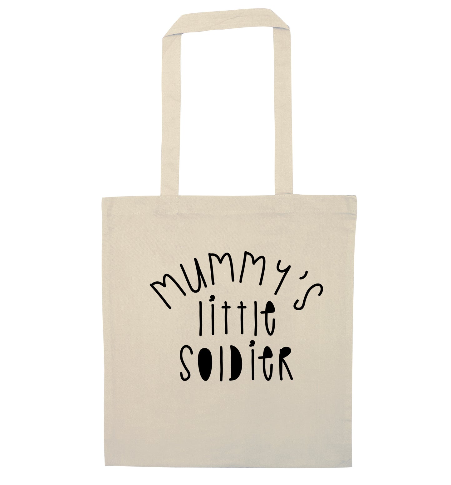 Mummy's little soldier natural tote bag