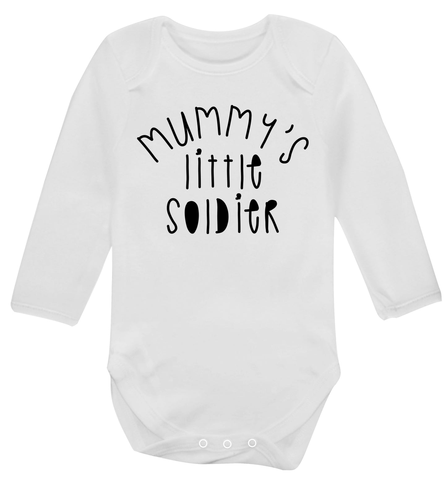 Mummy's little soldier Baby Vest long sleeved white 6-12 months