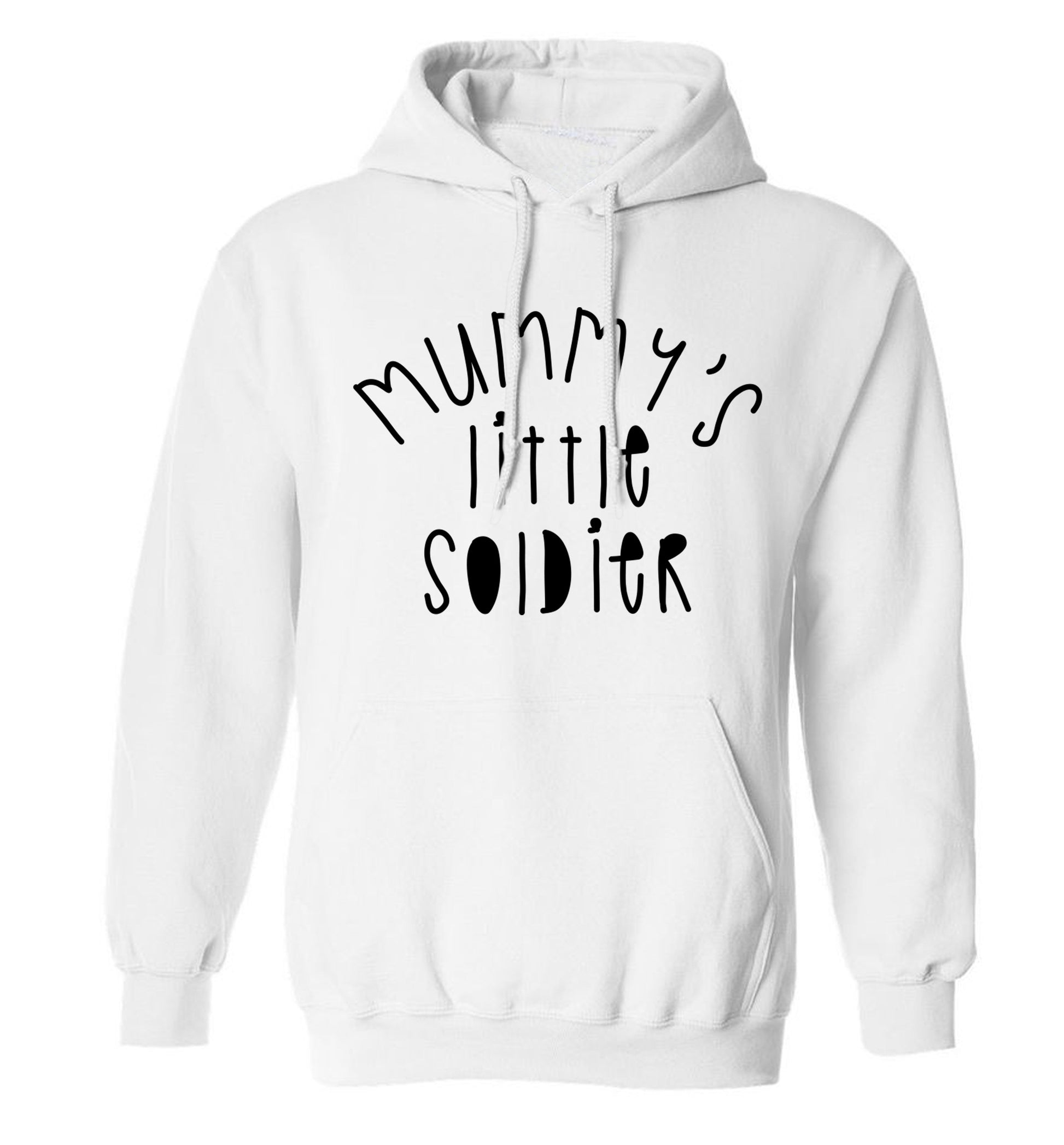 Mummy's little soldier adults unisex white hoodie 2XL