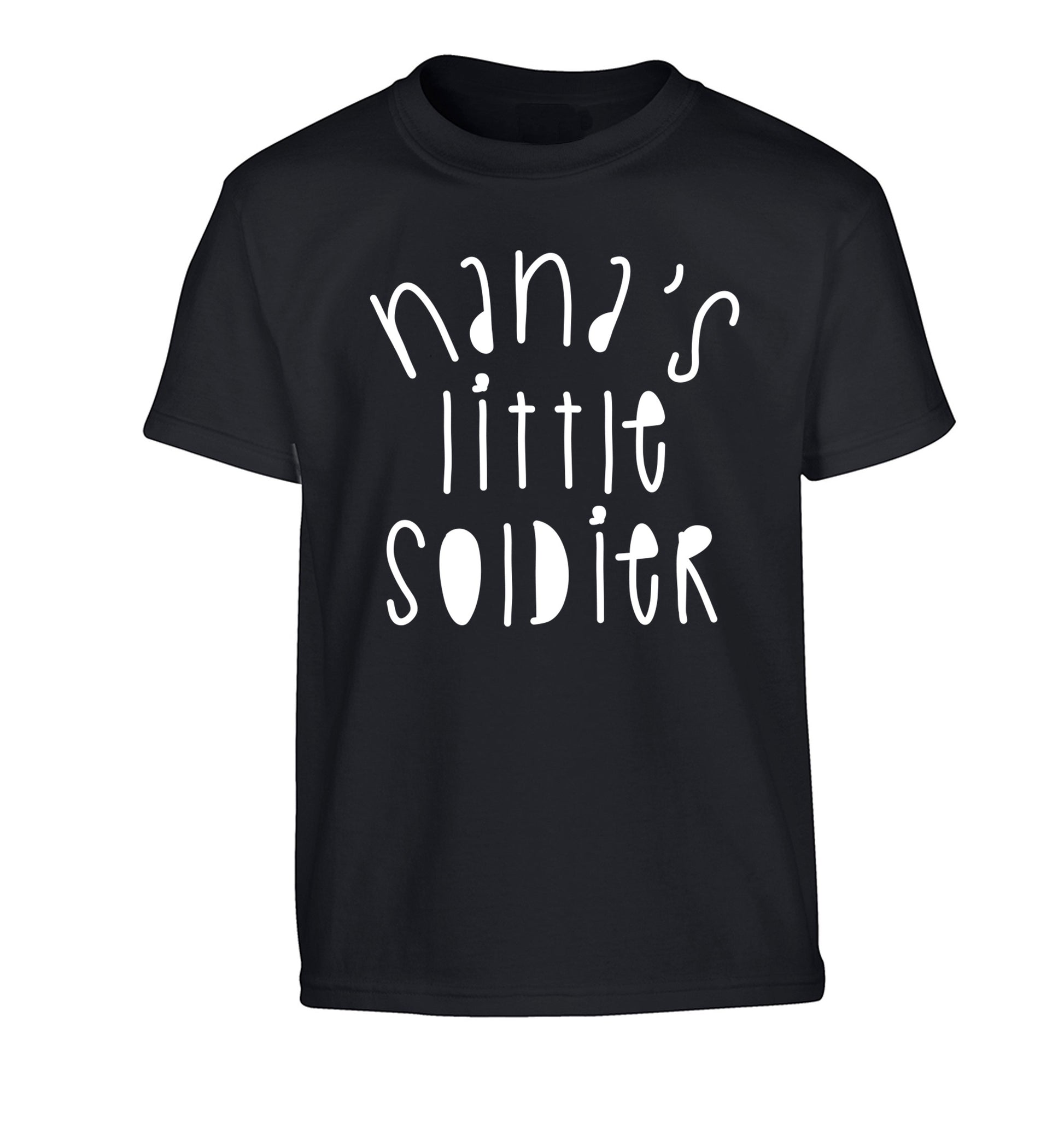 Nana's little soldier Children's black Tshirt 12-14 Years