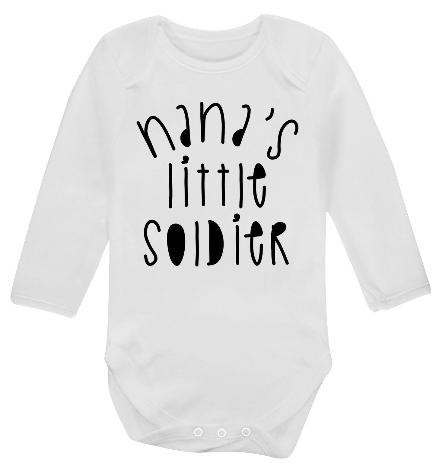 Nana's little soldier Baby Vest long sleeved white 6-12 months