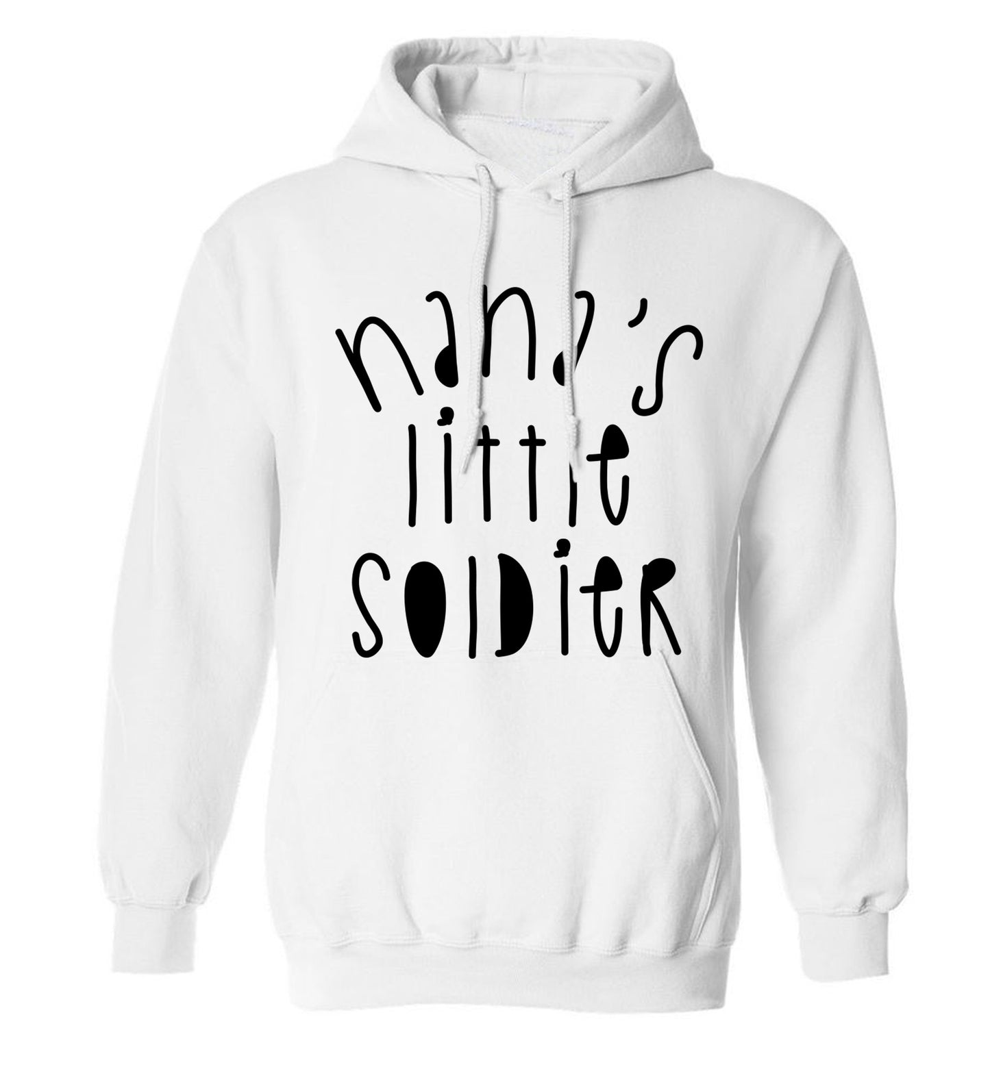 Nana's little soldier adults unisex white hoodie 2XL