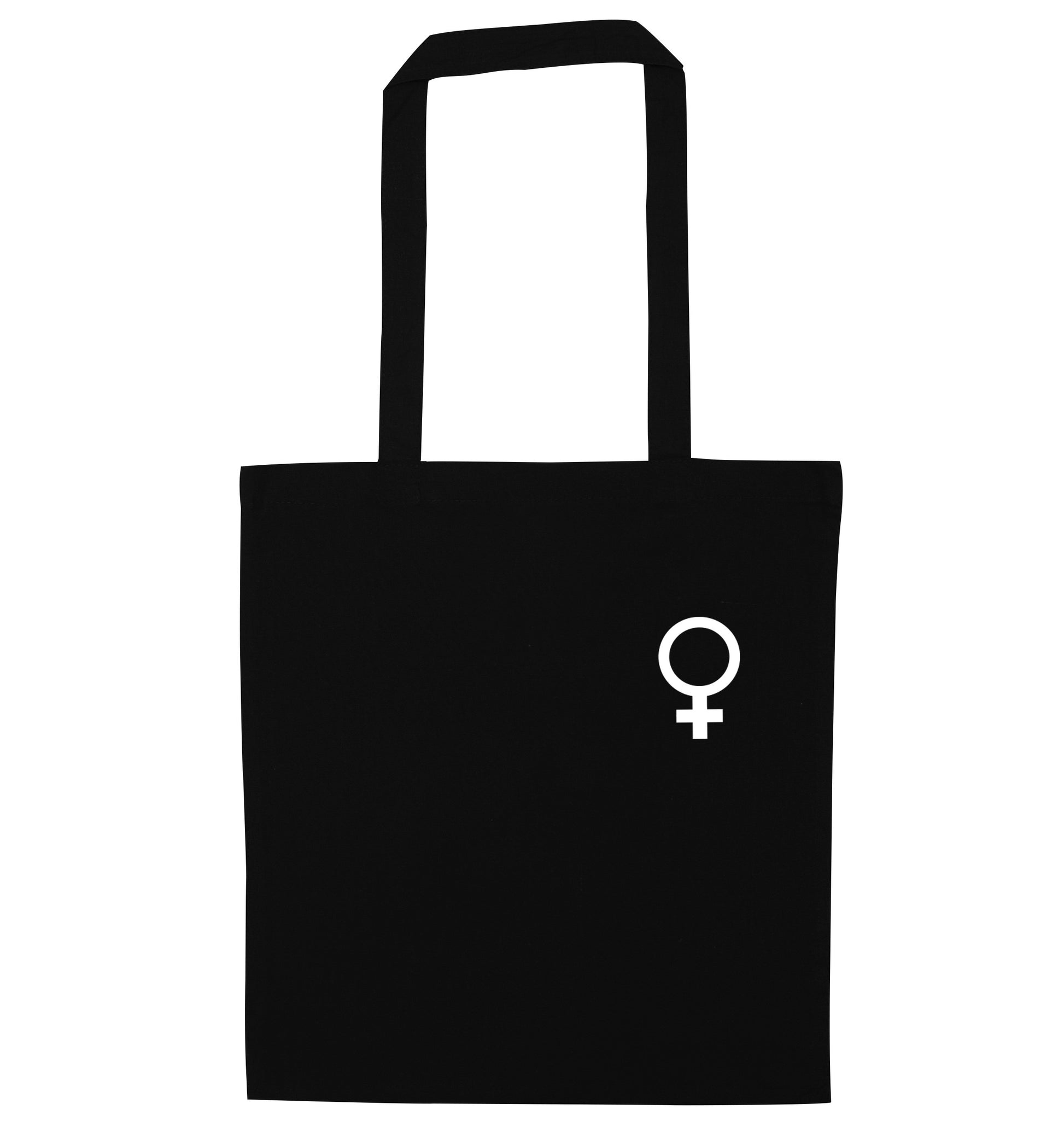 Female pocket symbol black tote bag