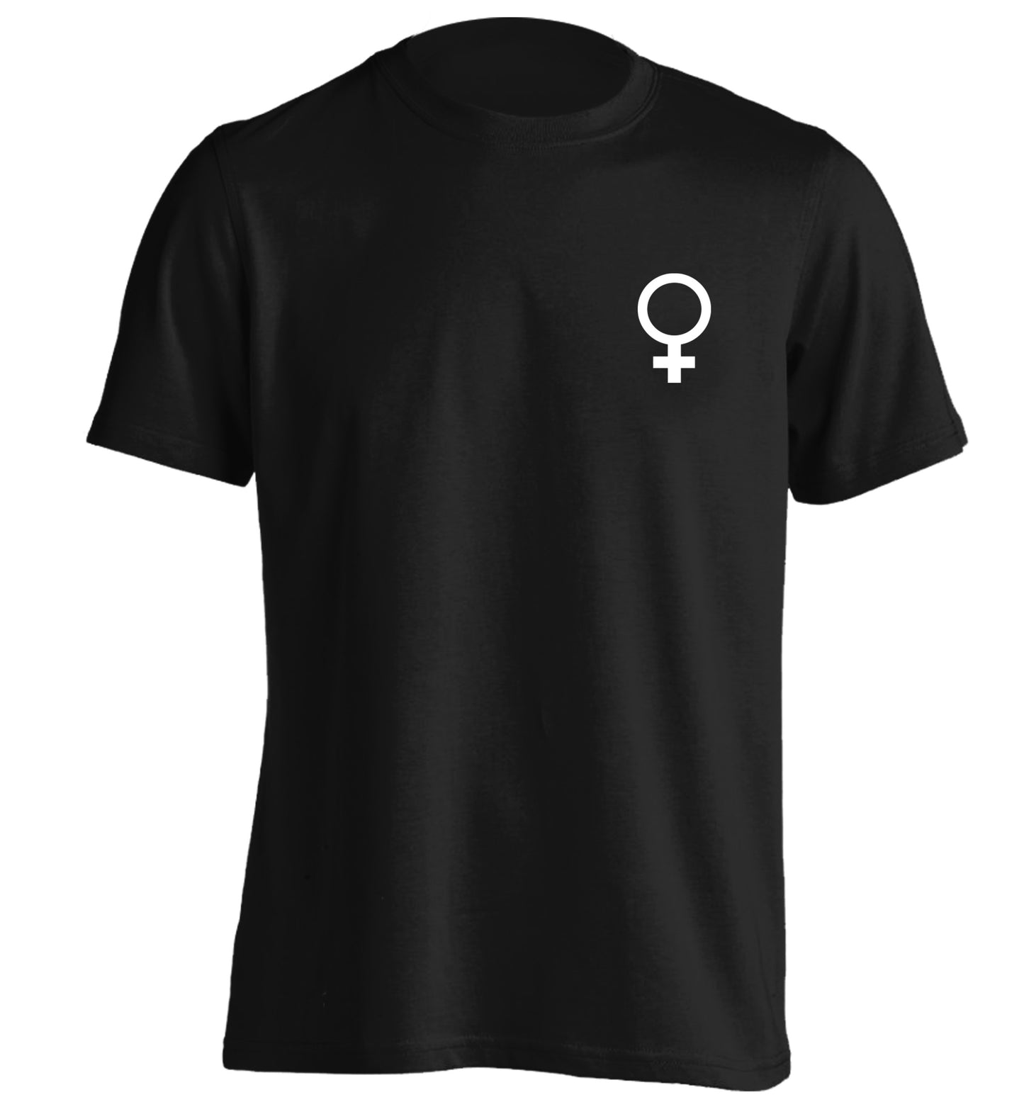 Female pocket symbol adults unisex black Tshirt 2XL