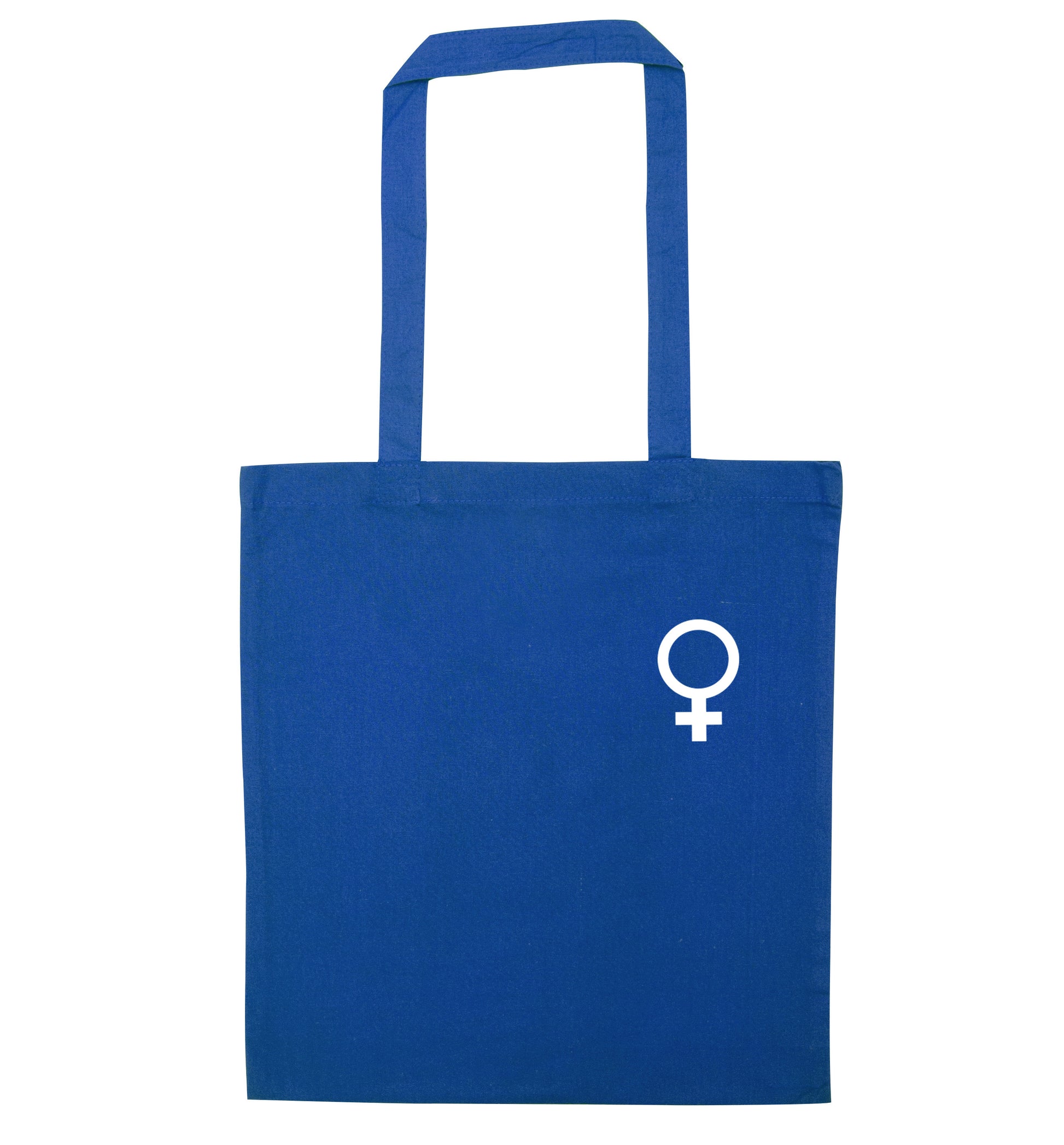 Female pocket symbol blue tote bag