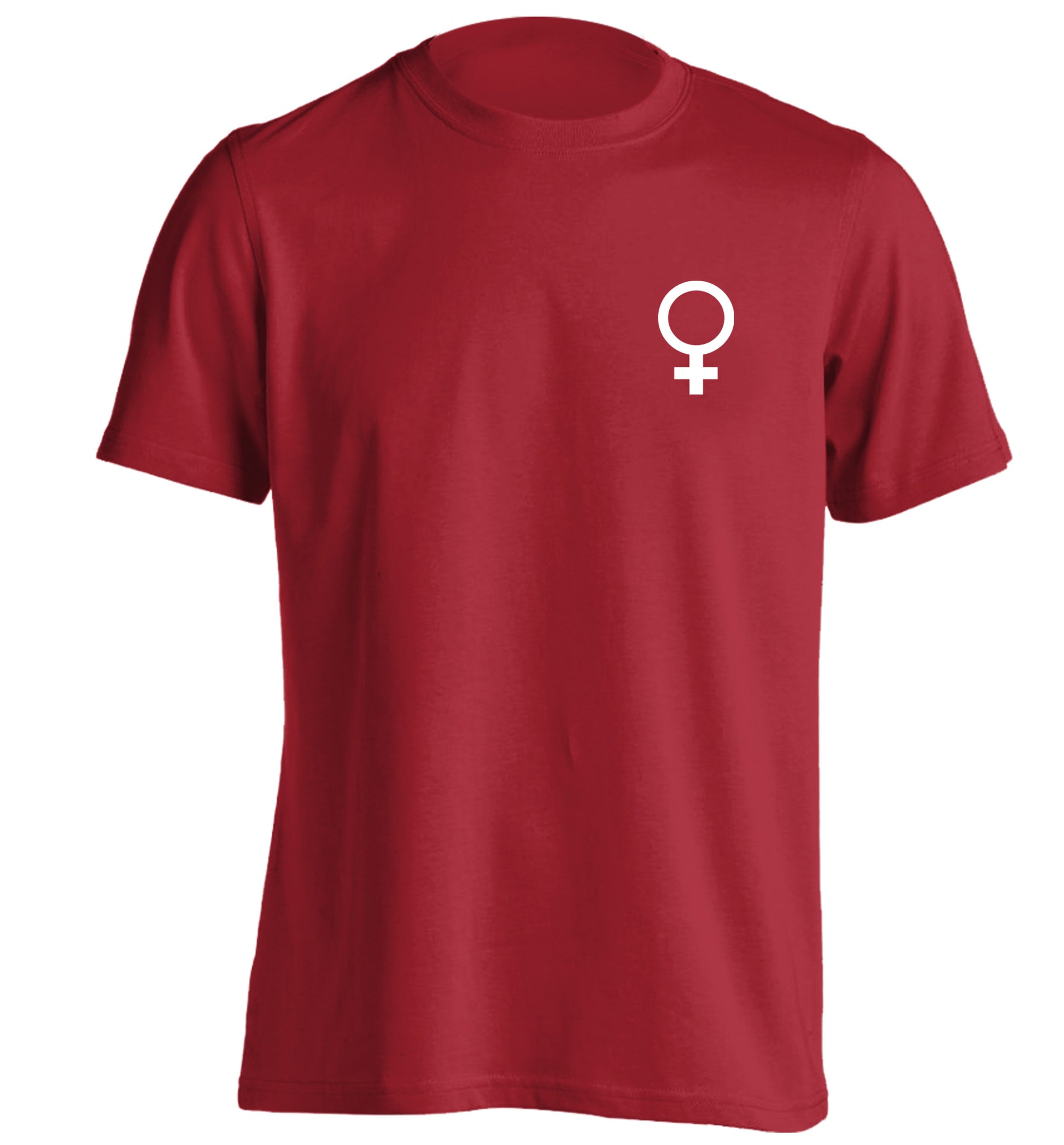 Female pocket symbol adults unisex red Tshirt 2XL