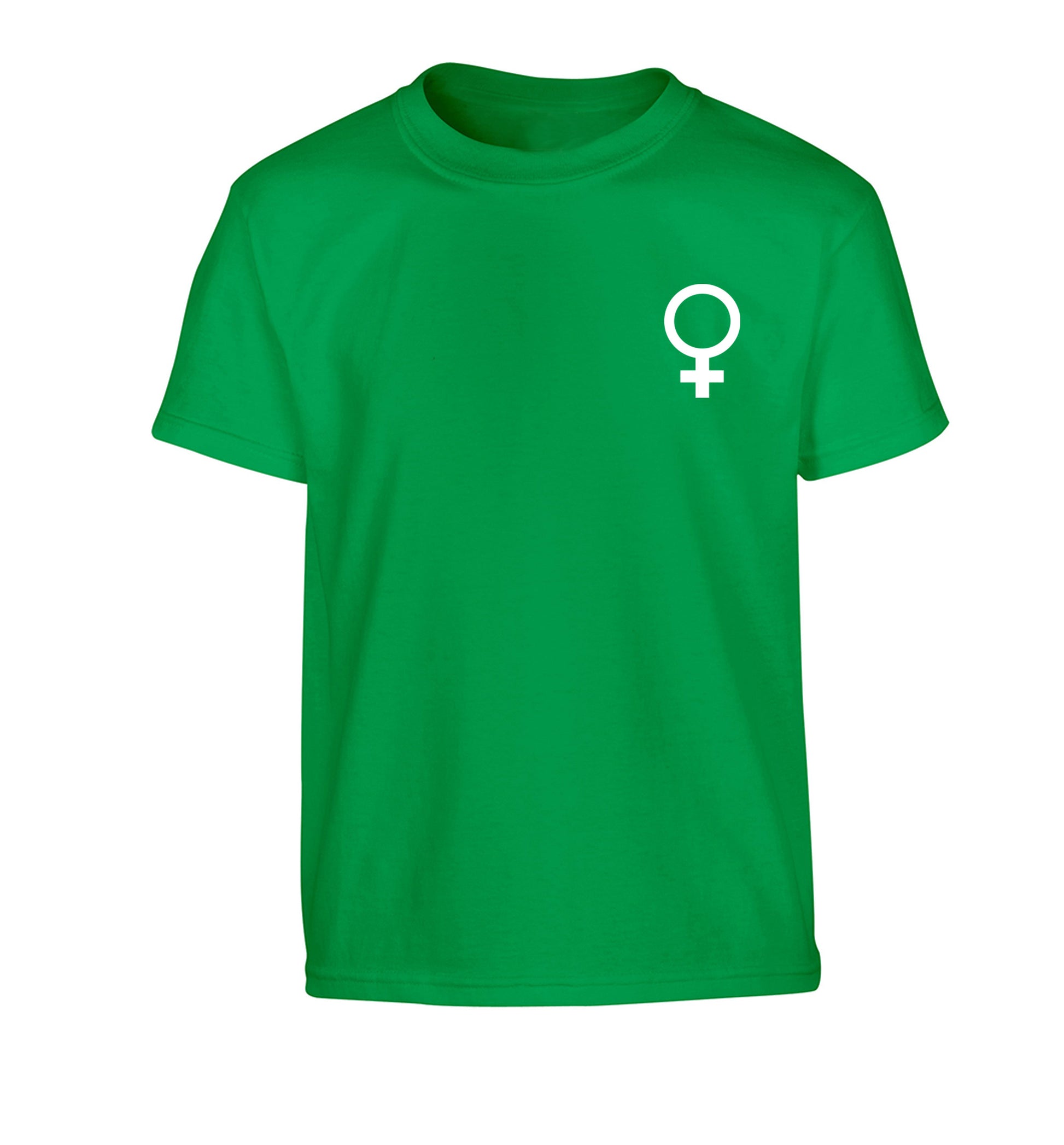 Female pocket symbol Children's green Tshirt 12-14 Years