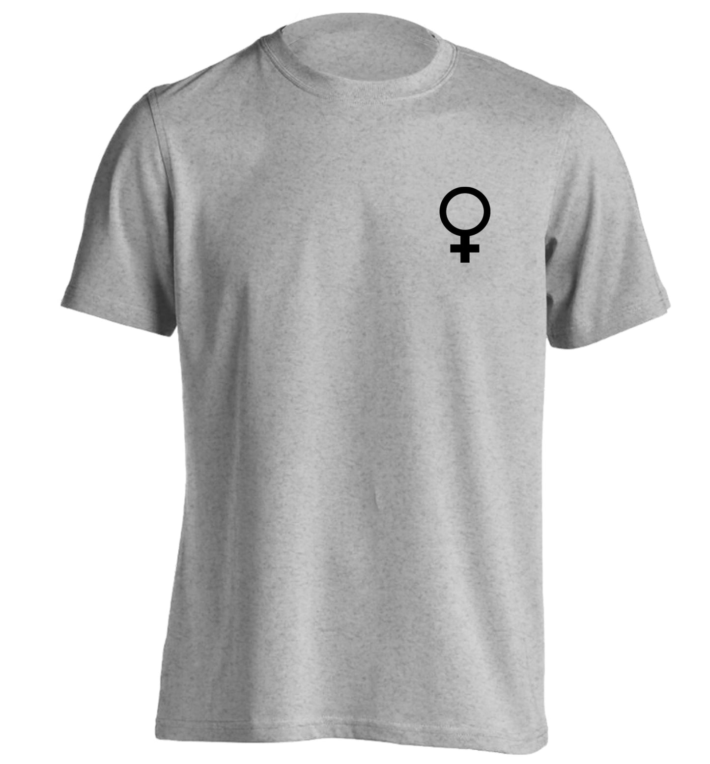 Female pocket symbol adults unisex grey Tshirt 2XL