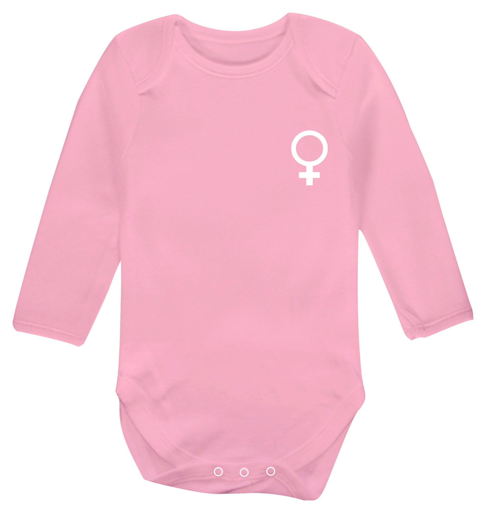 Female pocket symbol Baby Vest long sleeved pale pink 6-12 months
