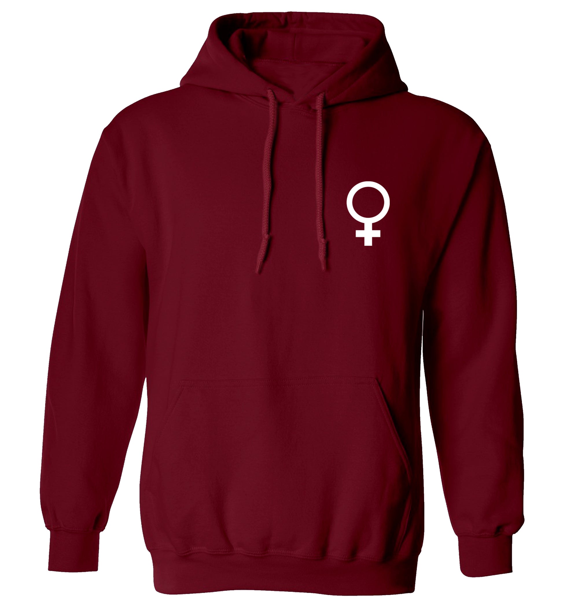 Female pocket symbol adults unisex maroon hoodie 2XL