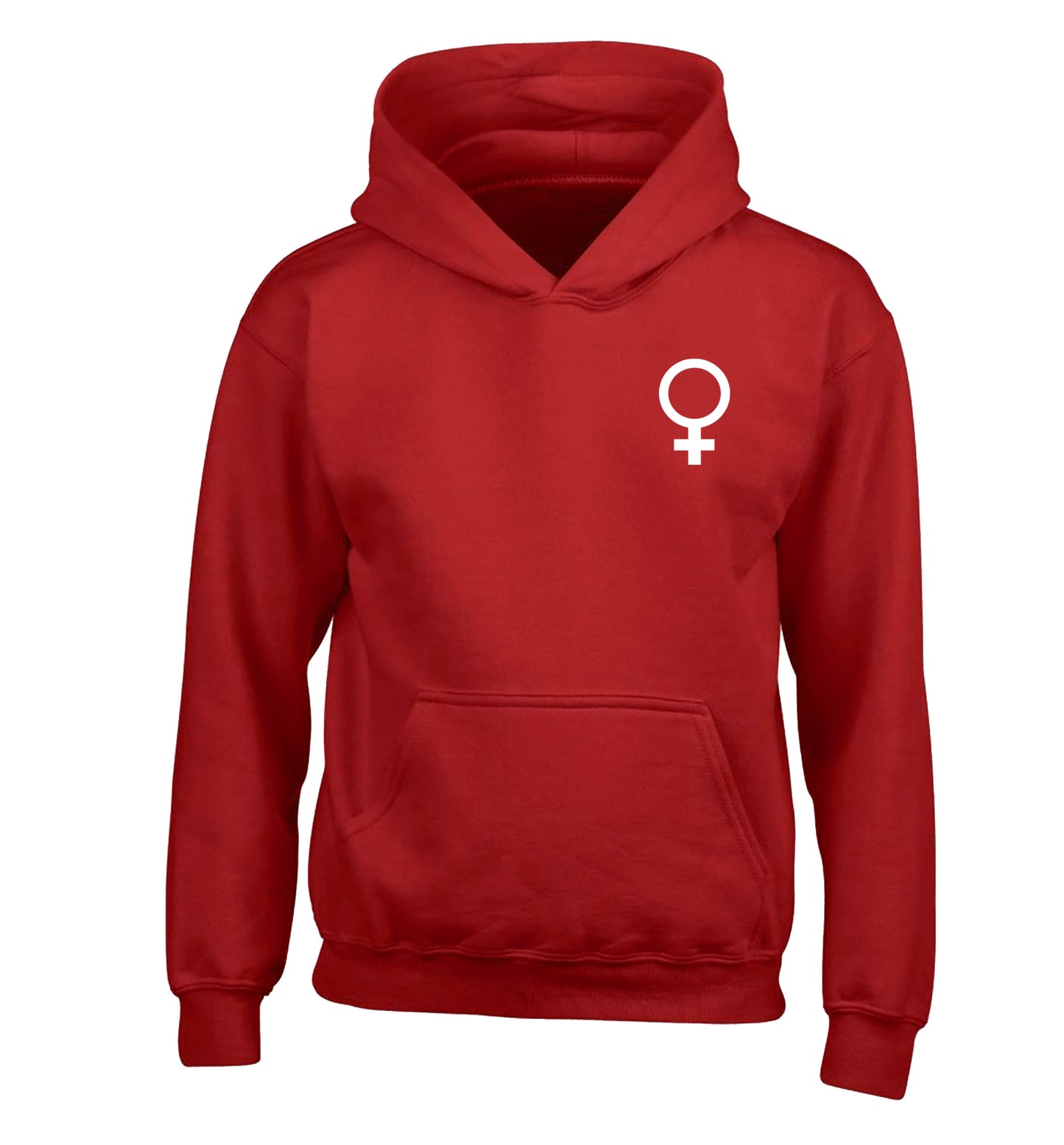 Female pocket symbol children's red hoodie 12-14 Years