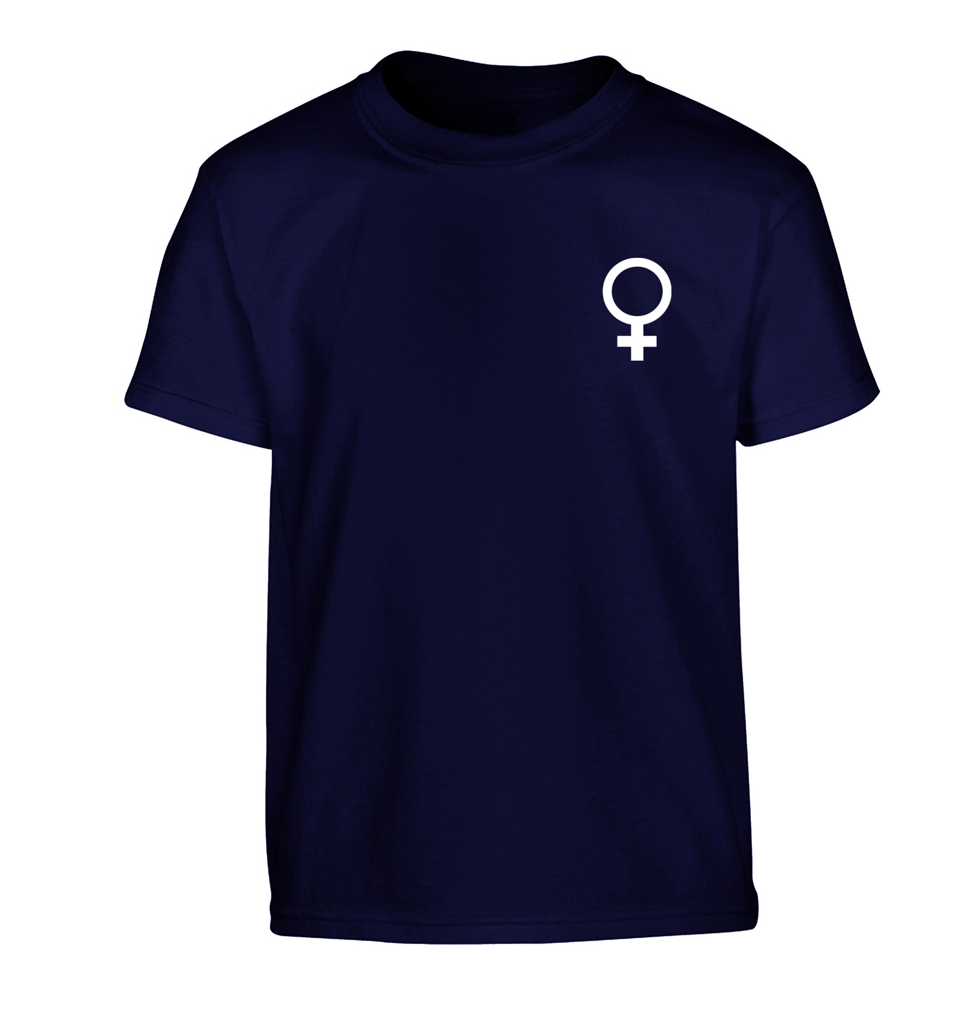 Female pocket symbol Children's navy Tshirt 12-14 Years