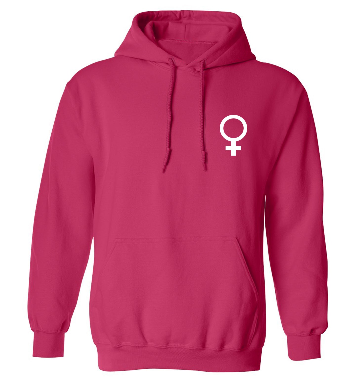 Female pocket symbol adults unisex pink hoodie 2XL