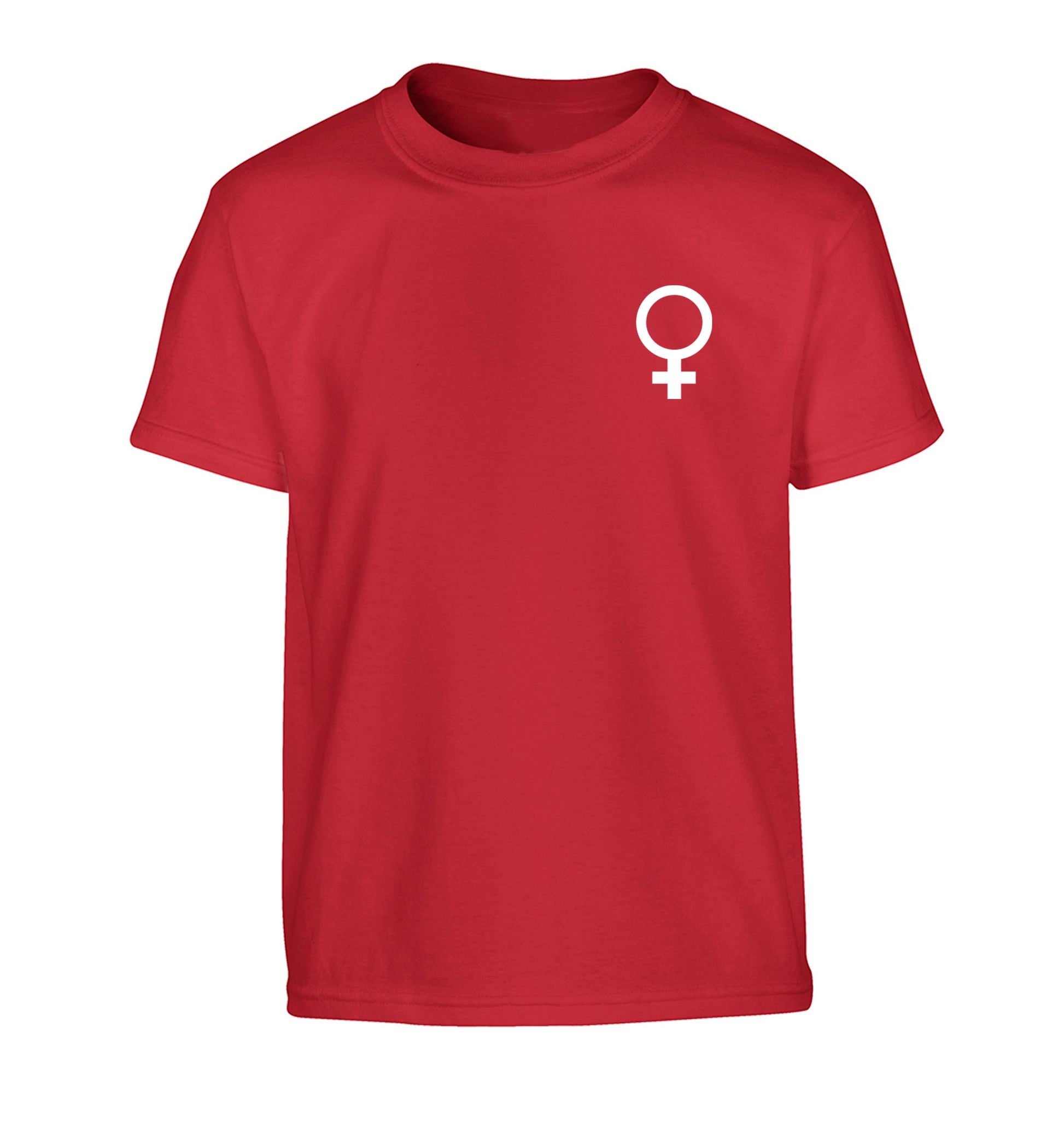 Female pocket symbol Children's red Tshirt 12-14 Years