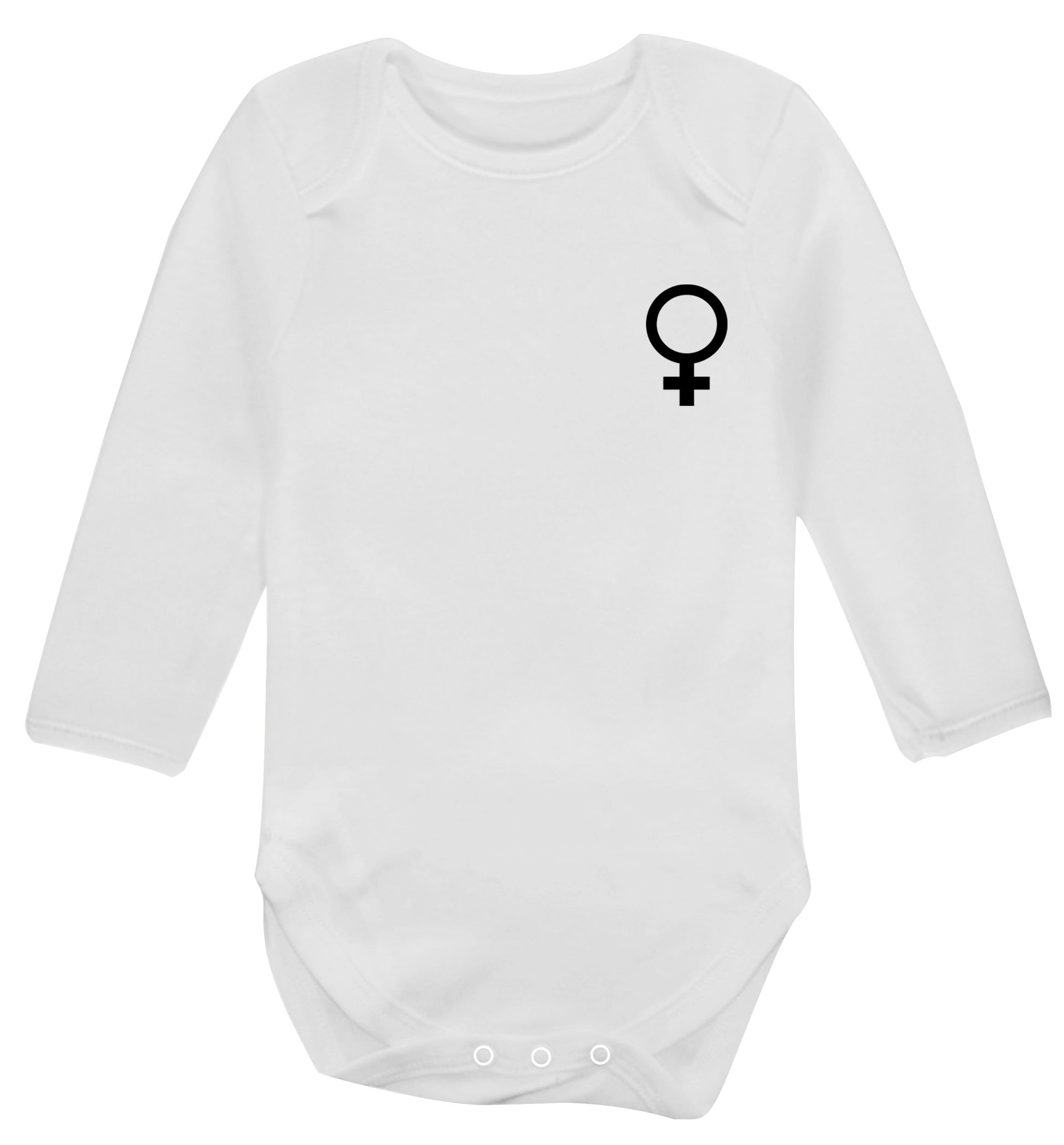 Female pocket symbol Baby Vest long sleeved white 6-12 months