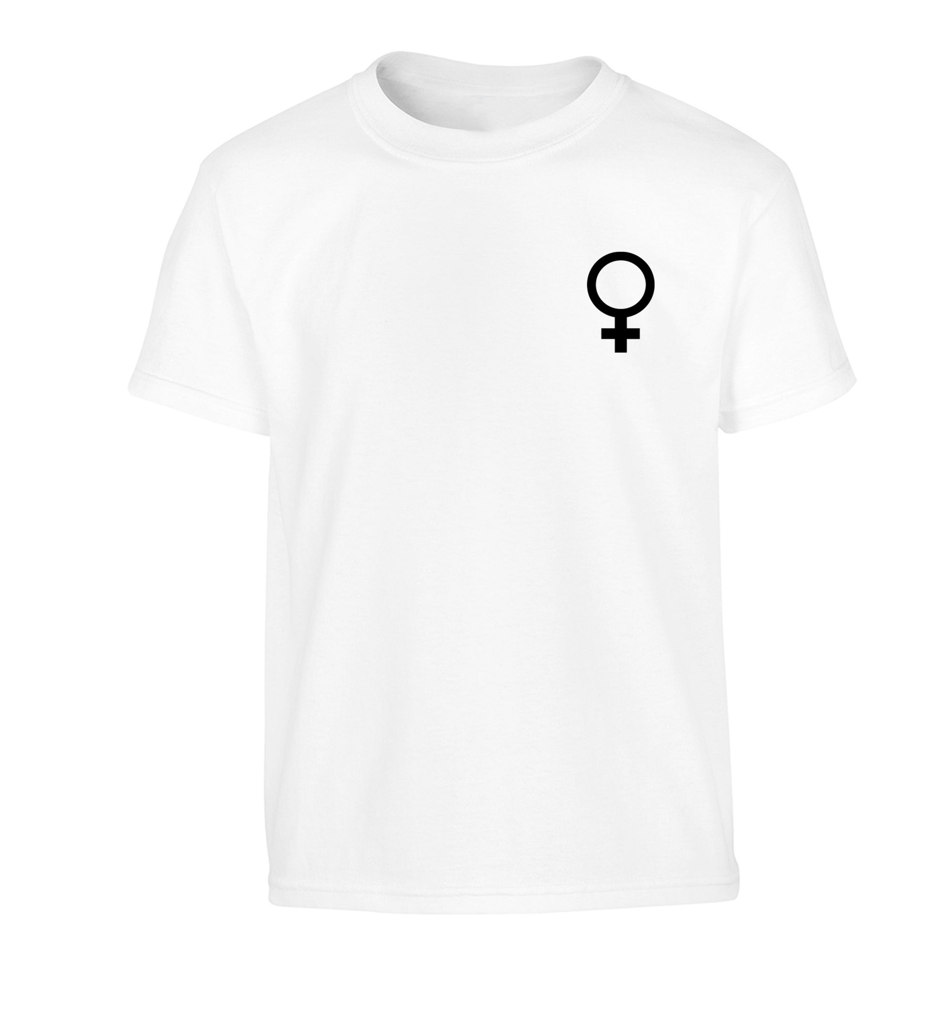 Female pocket symbol Children's white Tshirt 12-14 Years