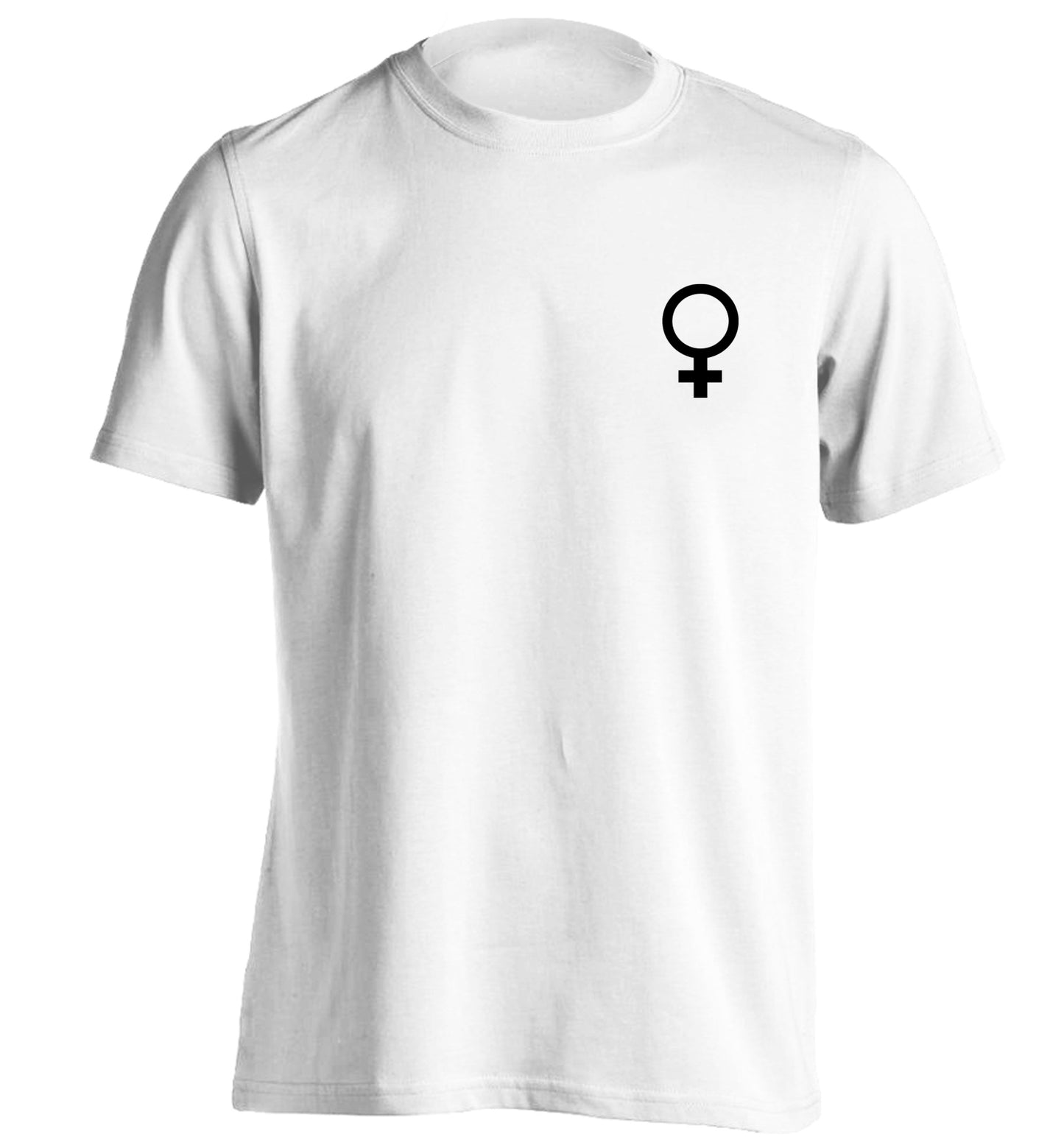Female pocket symbol adults unisex white Tshirt 2XL