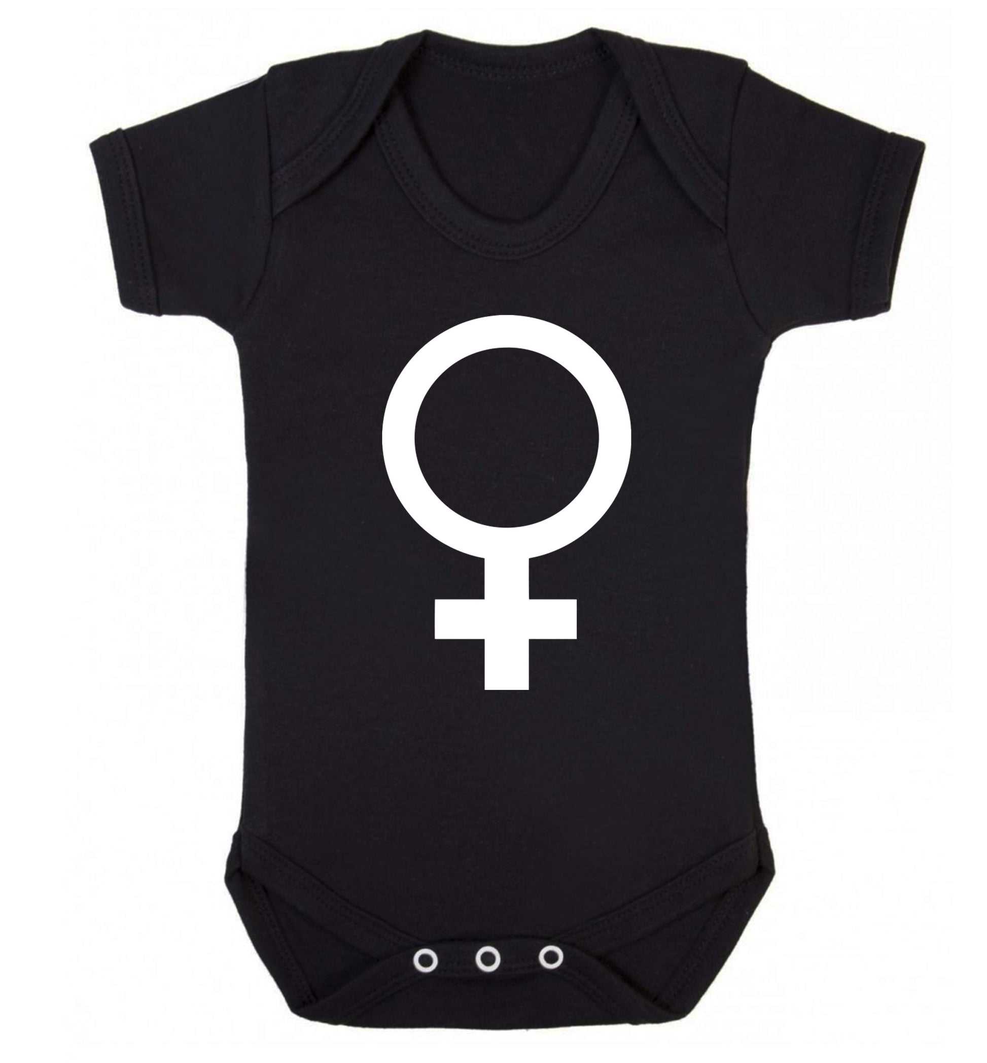 Female symbol large Baby Vest black 18-24 months