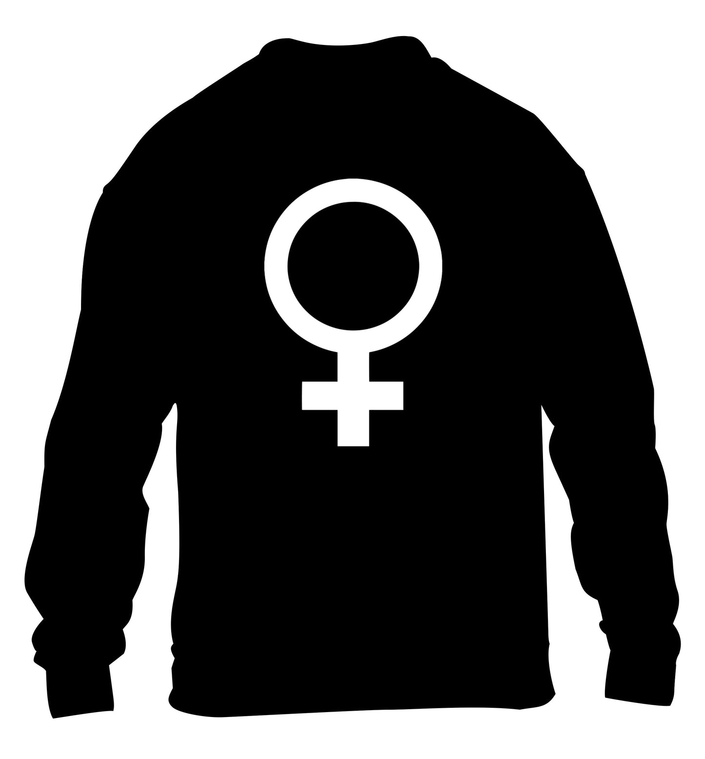 Female symbol large children's black sweater 12-14 Years