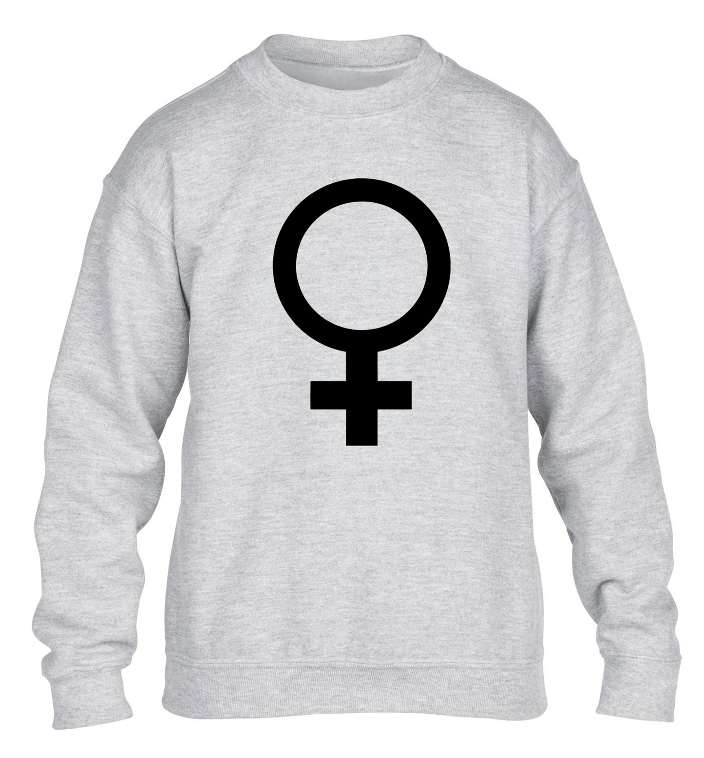Female symbol large children's grey sweater 12-14 Years