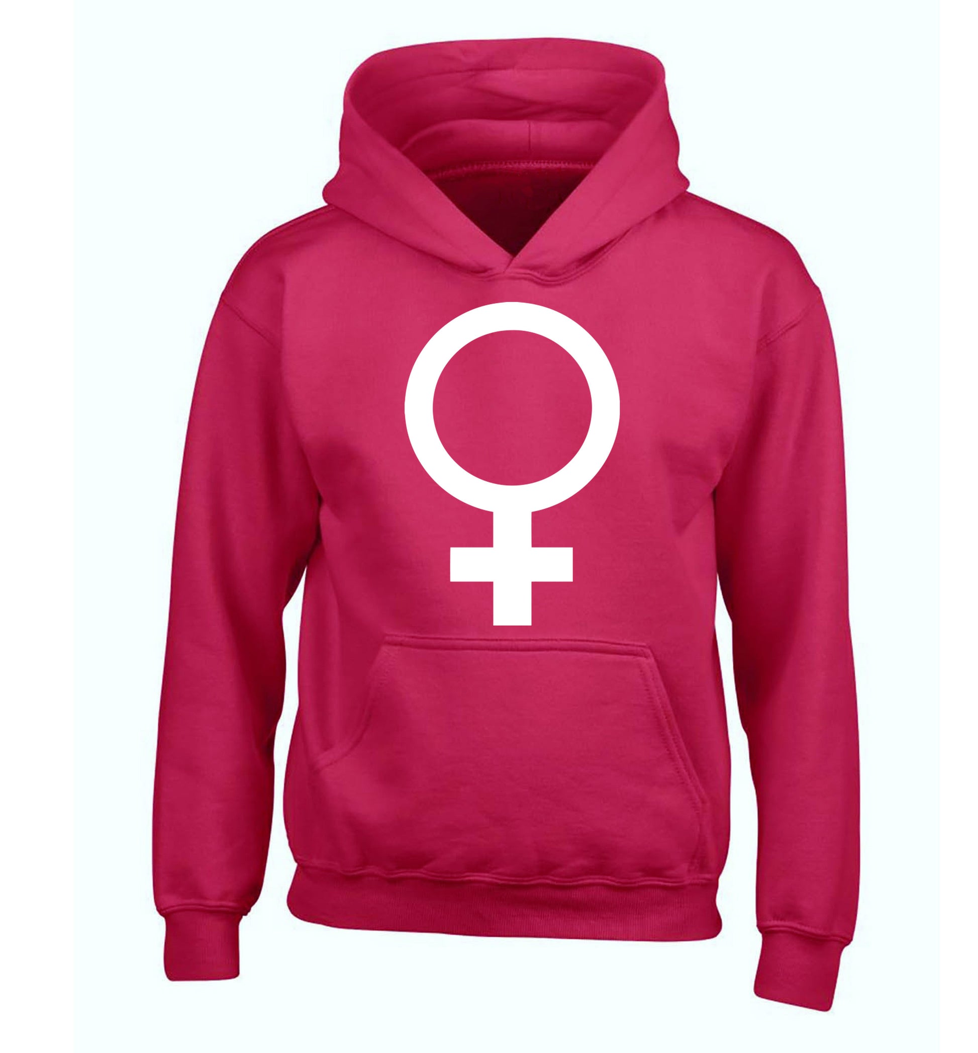 Female symbol large children's pink hoodie 12-14 Years