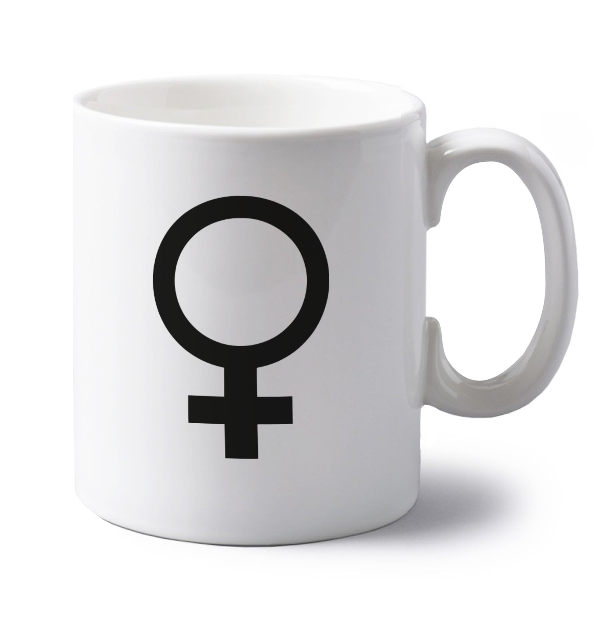 Female symbol large left handed white ceramic mug 
