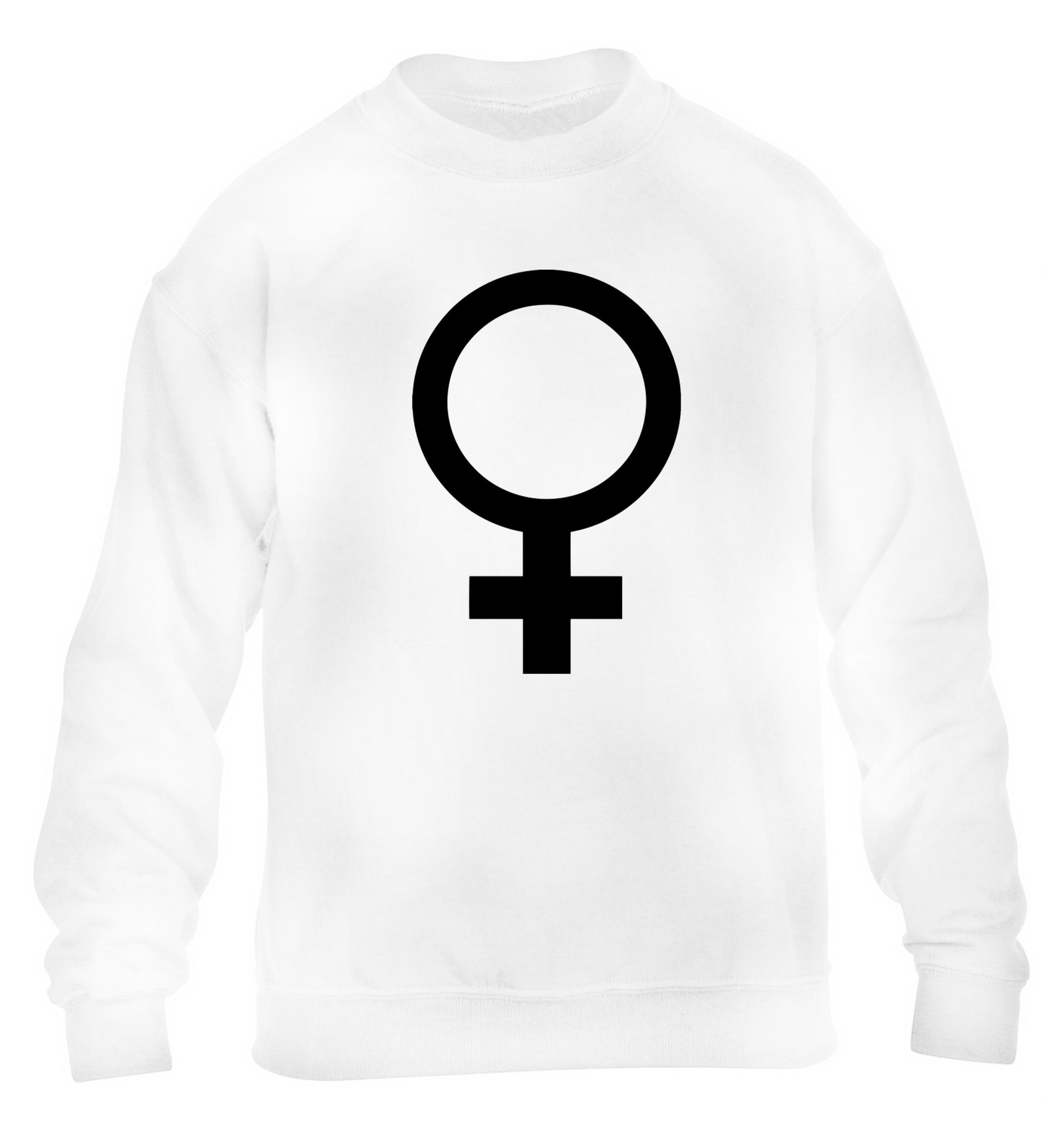 Female symbol large children's white sweater 12-14 Years