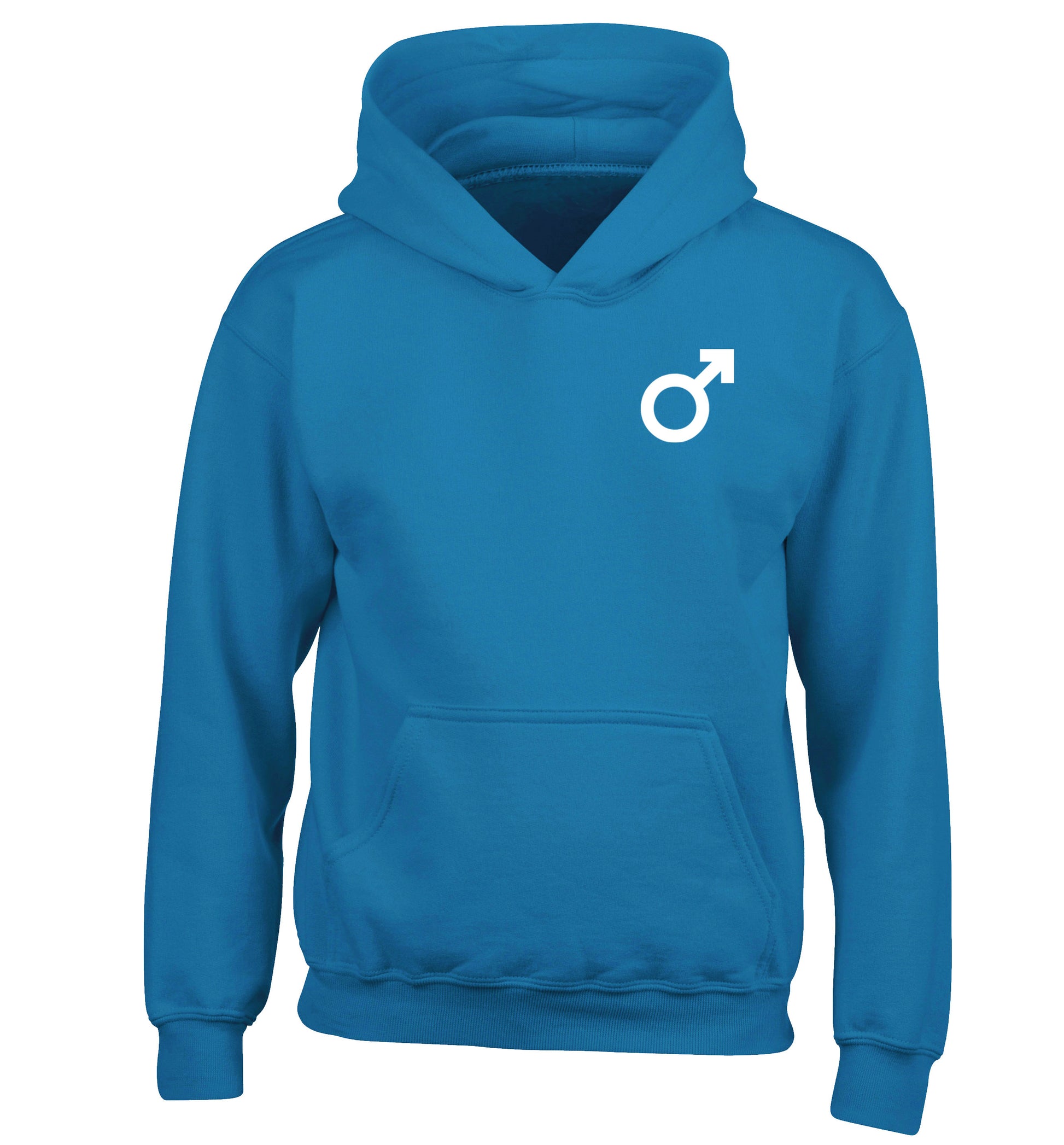 Male symbol pocket children's blue hoodie 12-14 Years