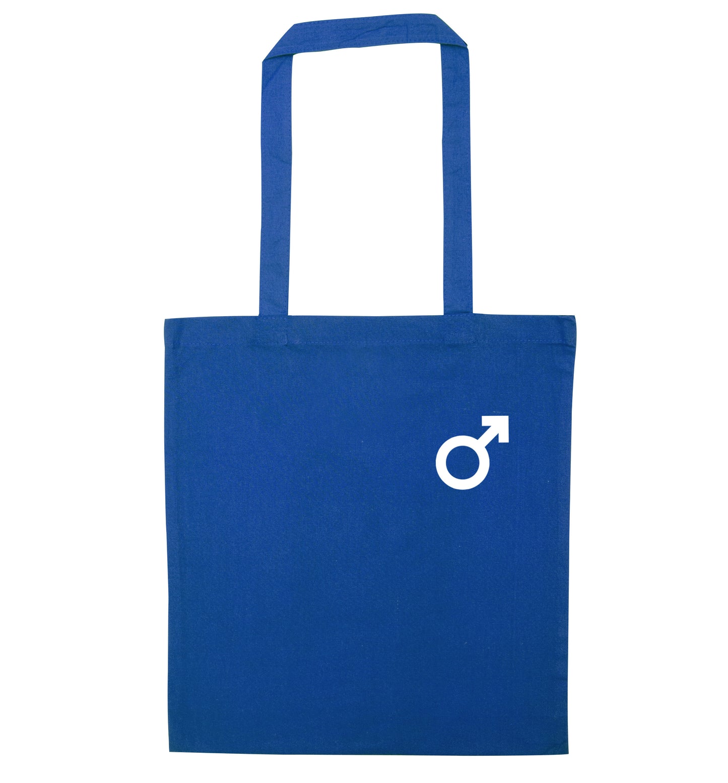 Male symbol pocket blue tote bag