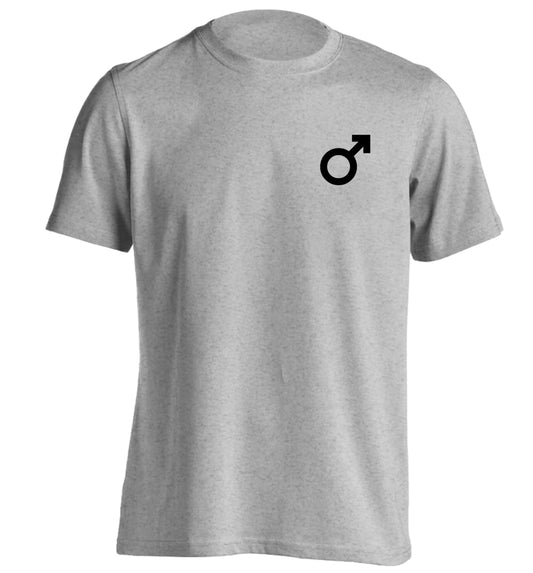 Male symbol pocket adults unisex grey Tshirt 2XL